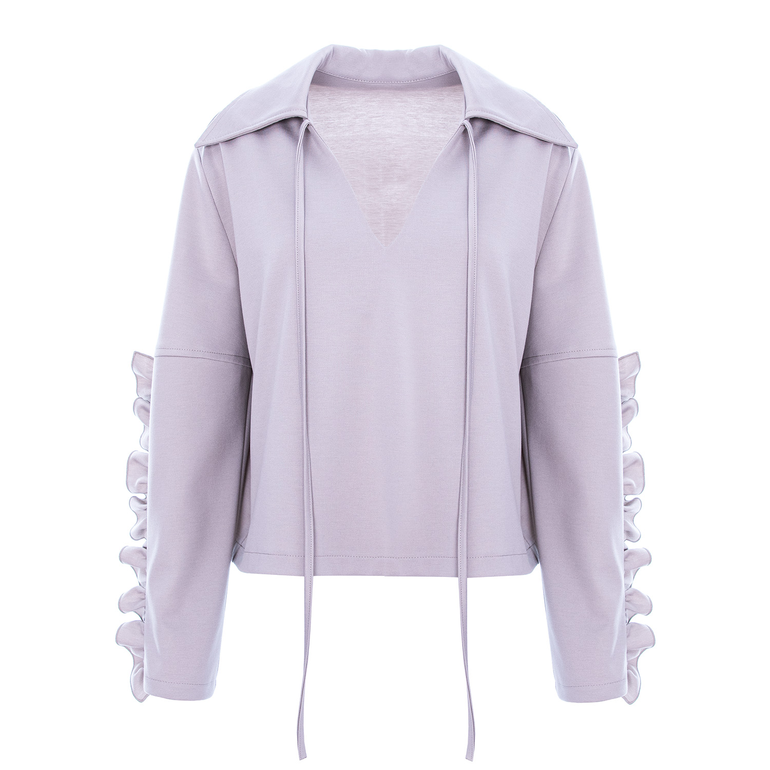 Bluzat Women's Grey Blouse With Ruffles In Grey