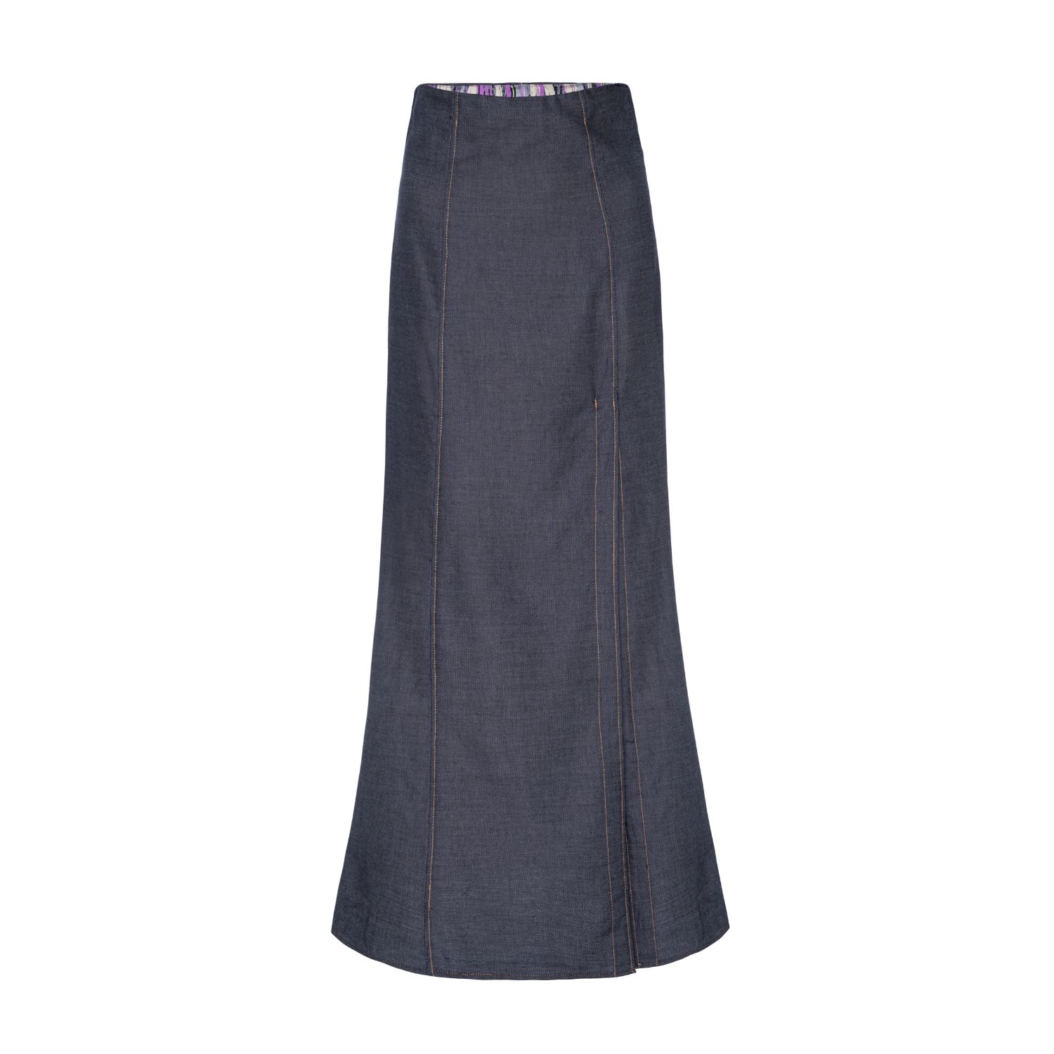 Lahive Women's Blue Joni Long Denim Skirt In Blue