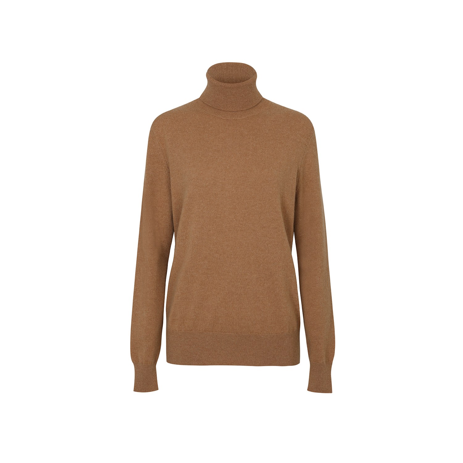 Callaite Women's Gold Roll-neck  Ribbed Cashmere Sweater-camel In Gold