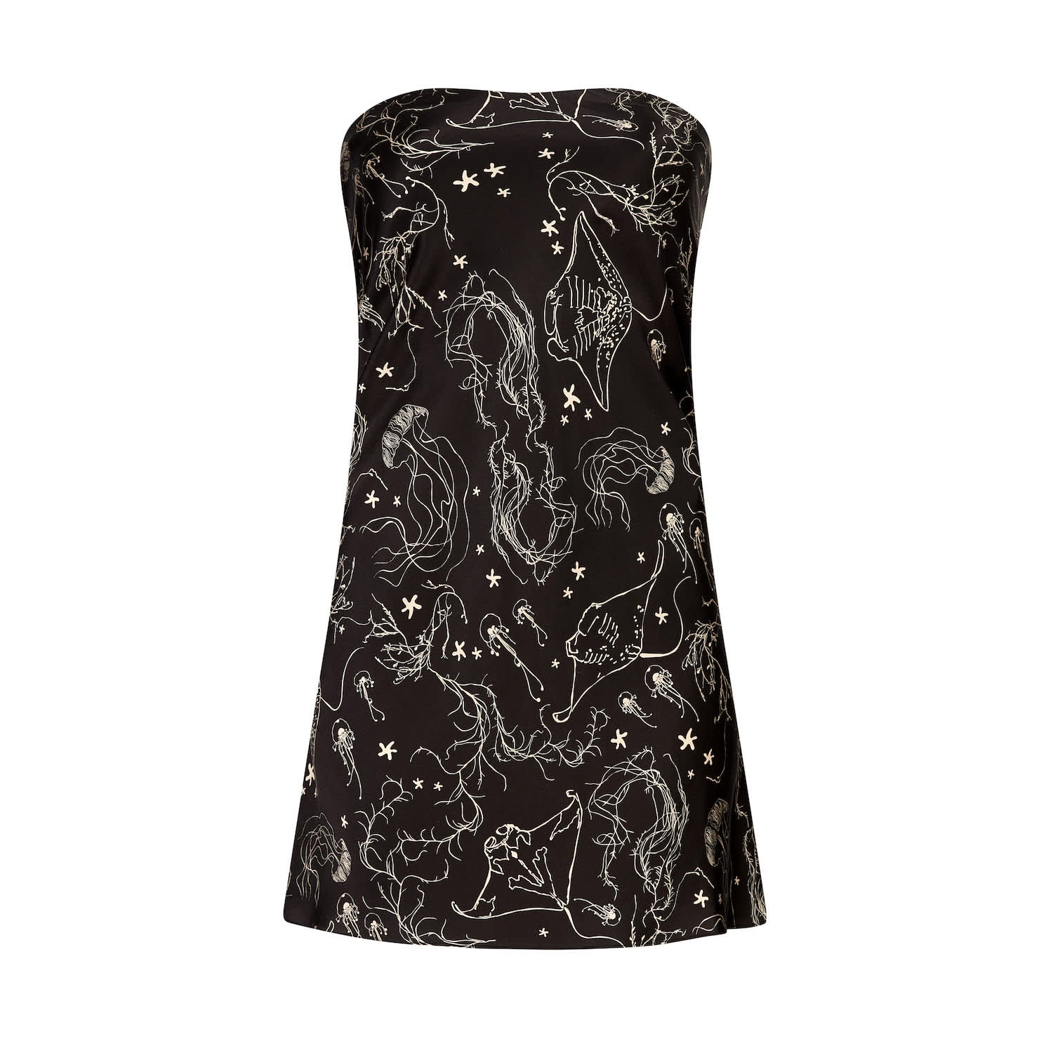Women's Black Silk Ray Bandeau Mini Dress | Large | Lily Rou