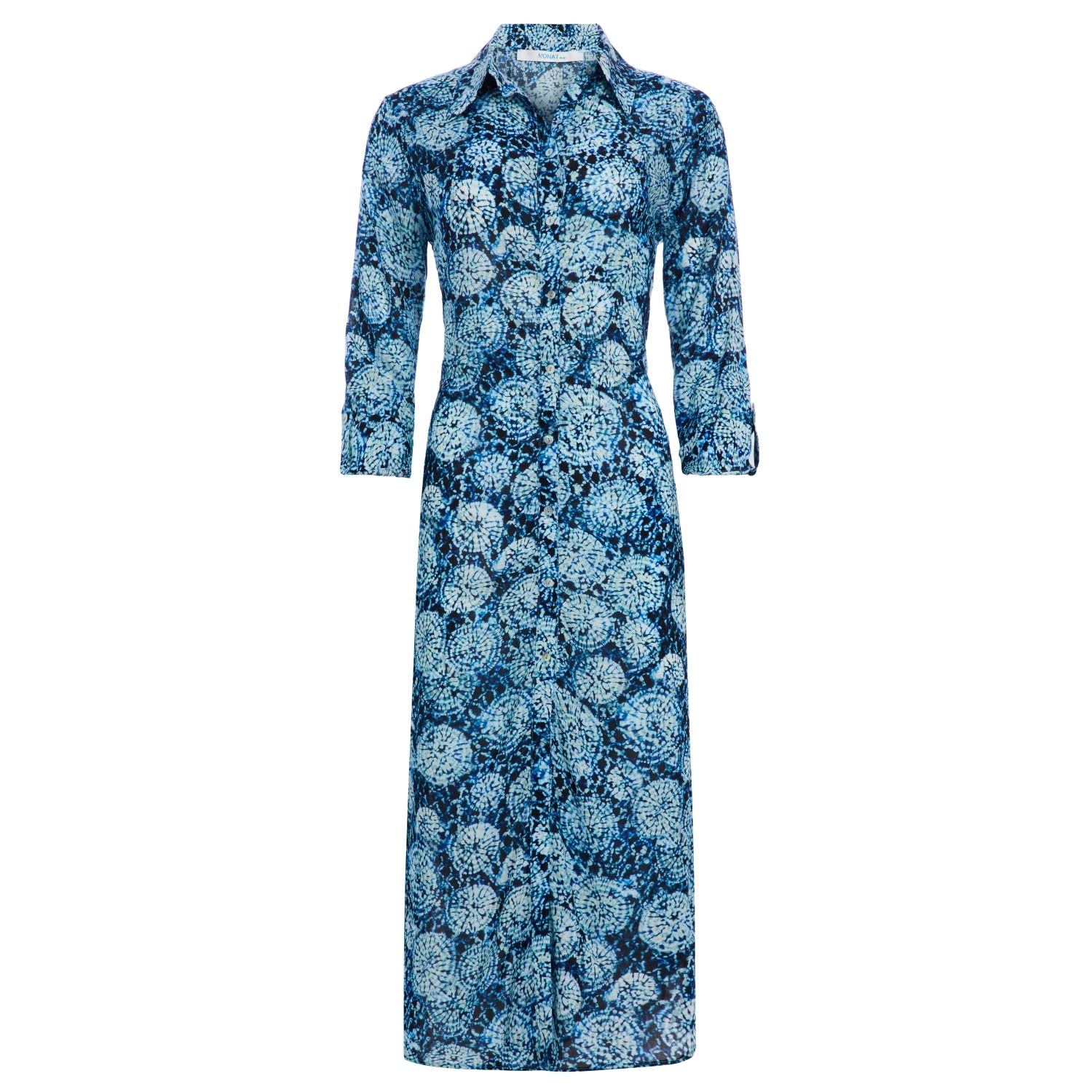 N'onat Women's Blue / White Sun Casual Shirt Dress With Evil Eye Charm In Blue