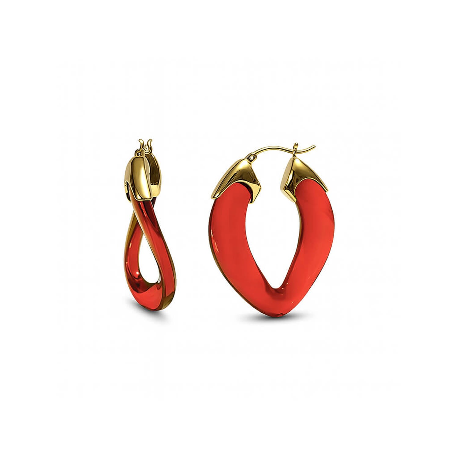 Gold & Honey Women's Gold / Red Garnet Curb Link Lucite Birthstone Hoop Earrings In Multi