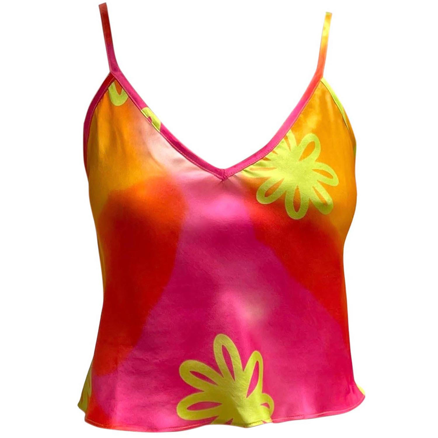 Women’s Yellow / Orange / Pink Sherbert Tie-Dye Silk Camisole Top Small Roy G.