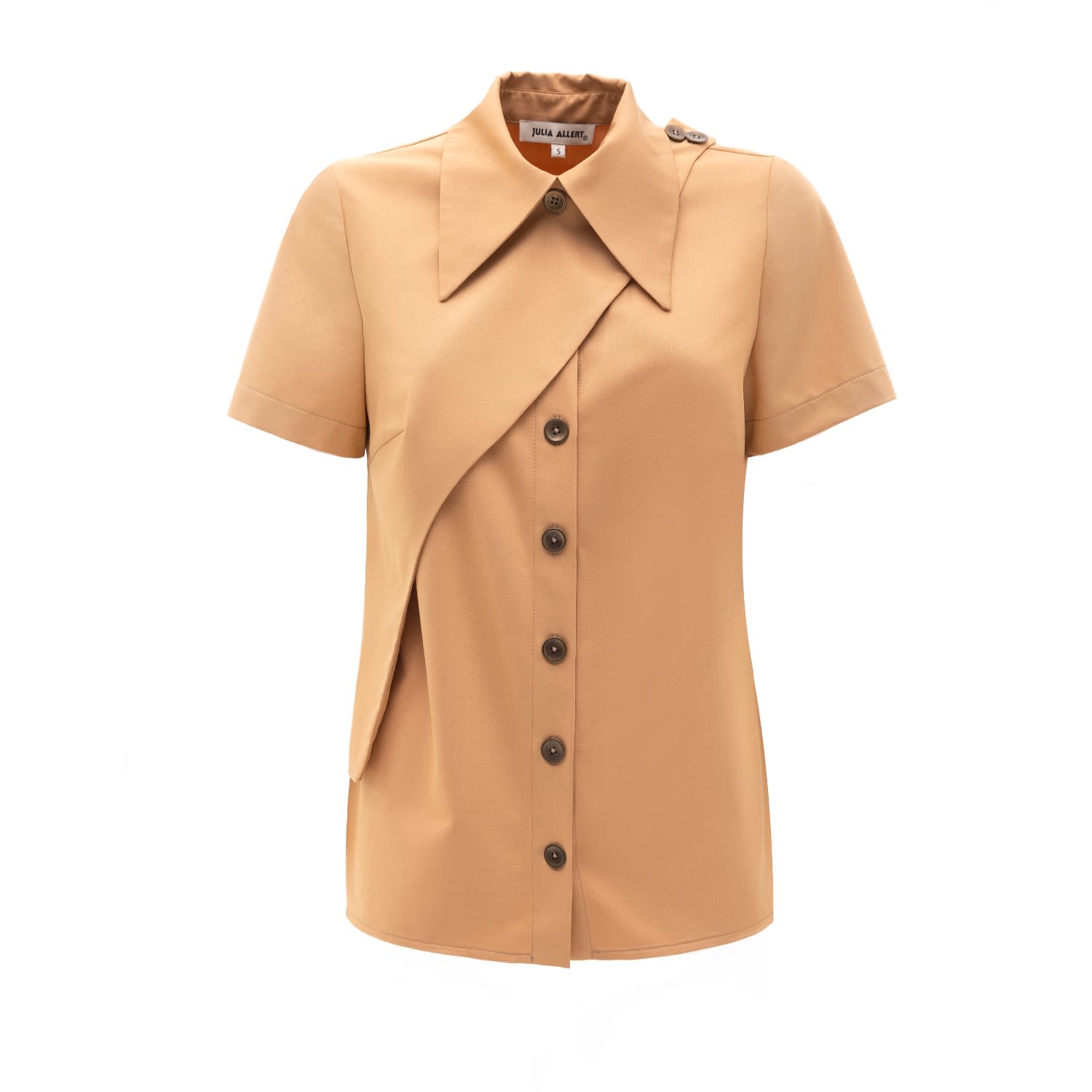 Julia Allert Women's Neutrals Stylish Short Sleeve Shirt Peach In Brown