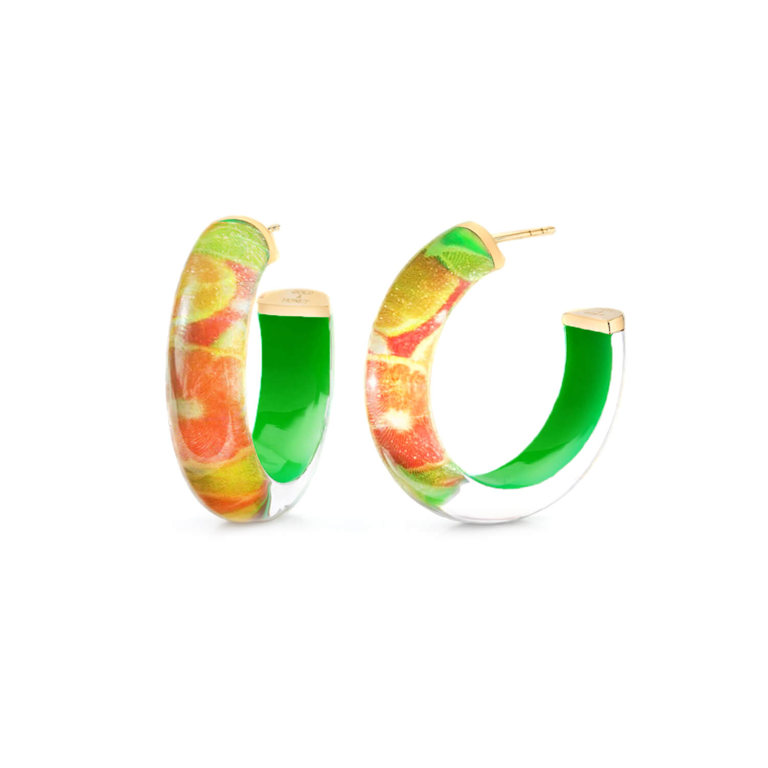 Gold & Honey Women's Green / Yellow / Orange Sour Lucite Hoops