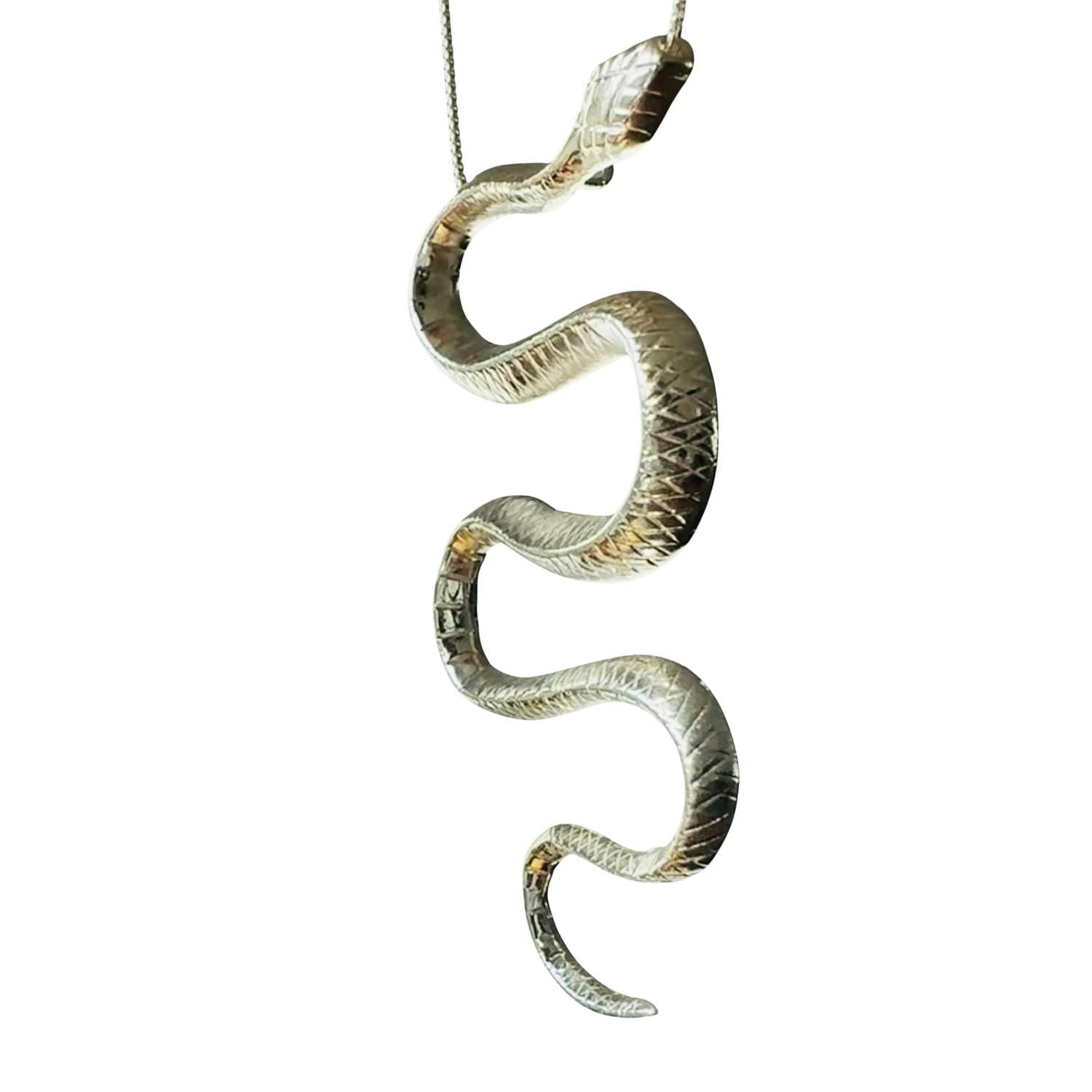Aki Roc Jewelry Women's Inca Snake Pendant Necklace- S.silver