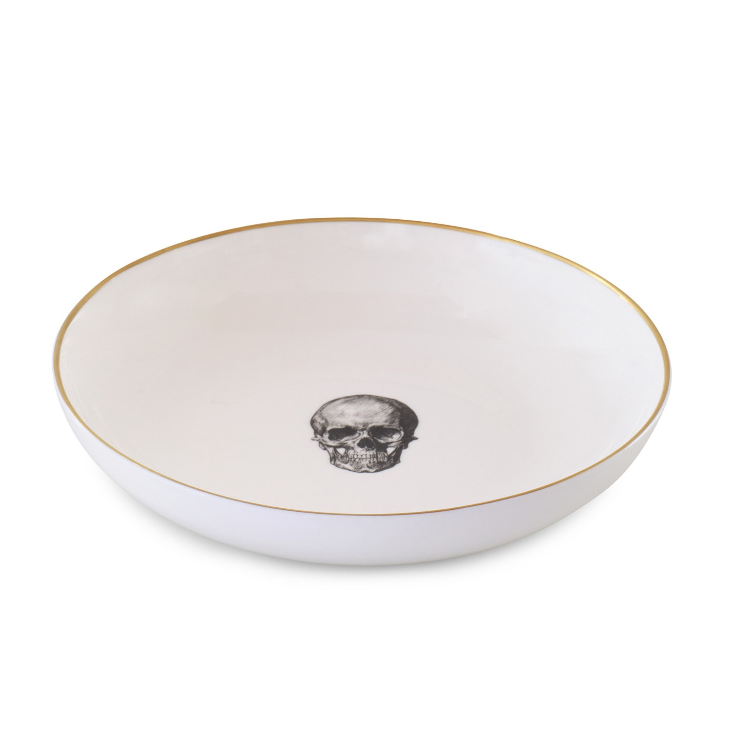 Melody Rose London White / Gold Skull Bone China Large Pasta / Serving Bowl In Multi