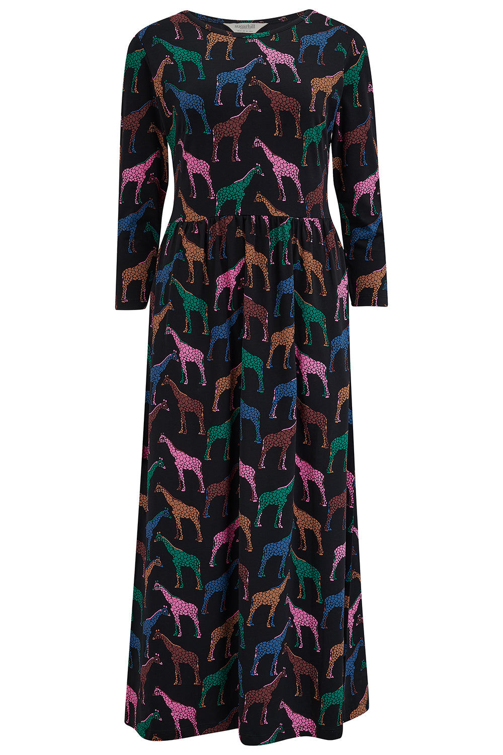 Sugarhill Brighton Women's Hadley Midi Jersey Dress Black, Giraffe Spots In Multi