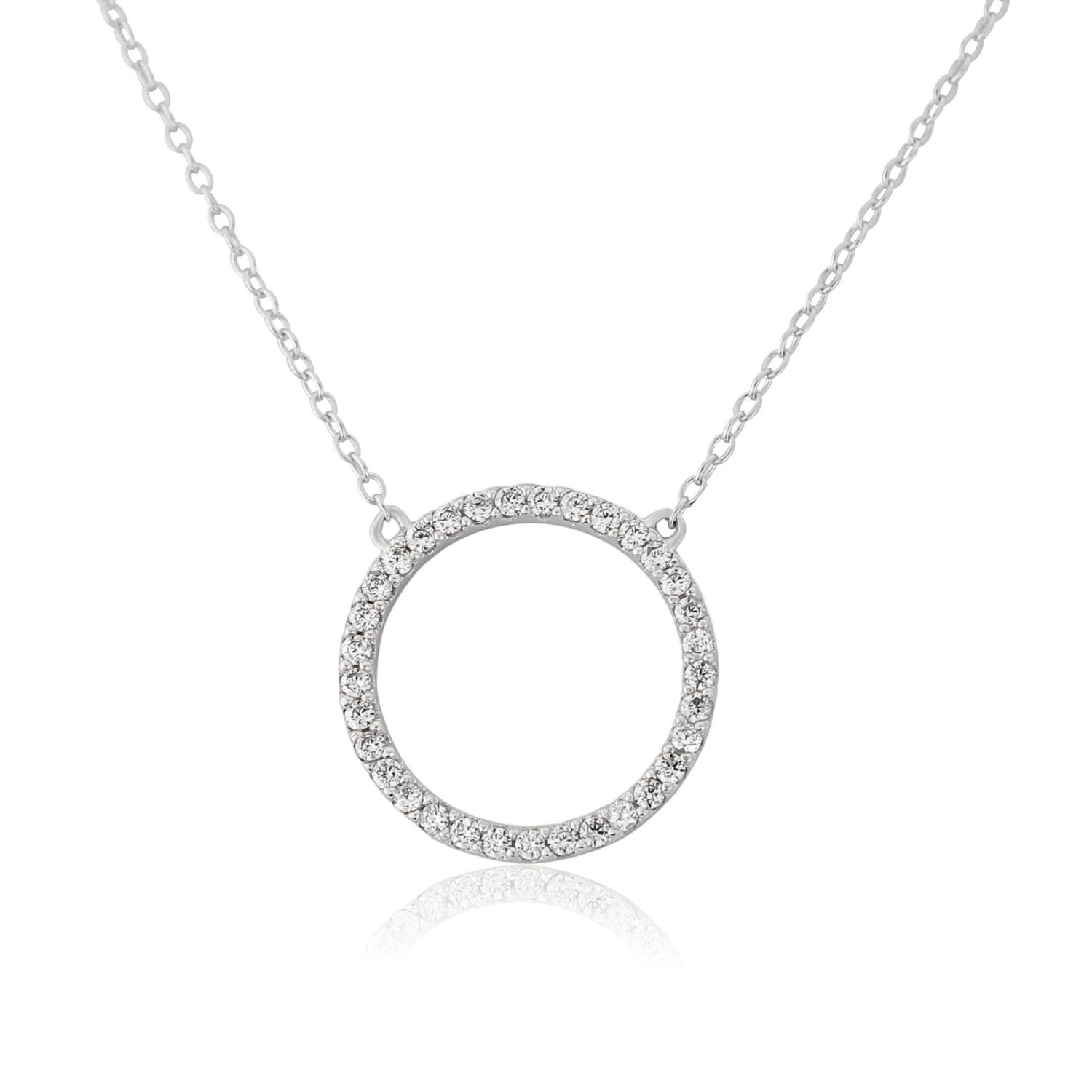 Women’s White / Silver Chora Circle Sterling Silver & Cubic Zirconia Necklace Auree Jewellery