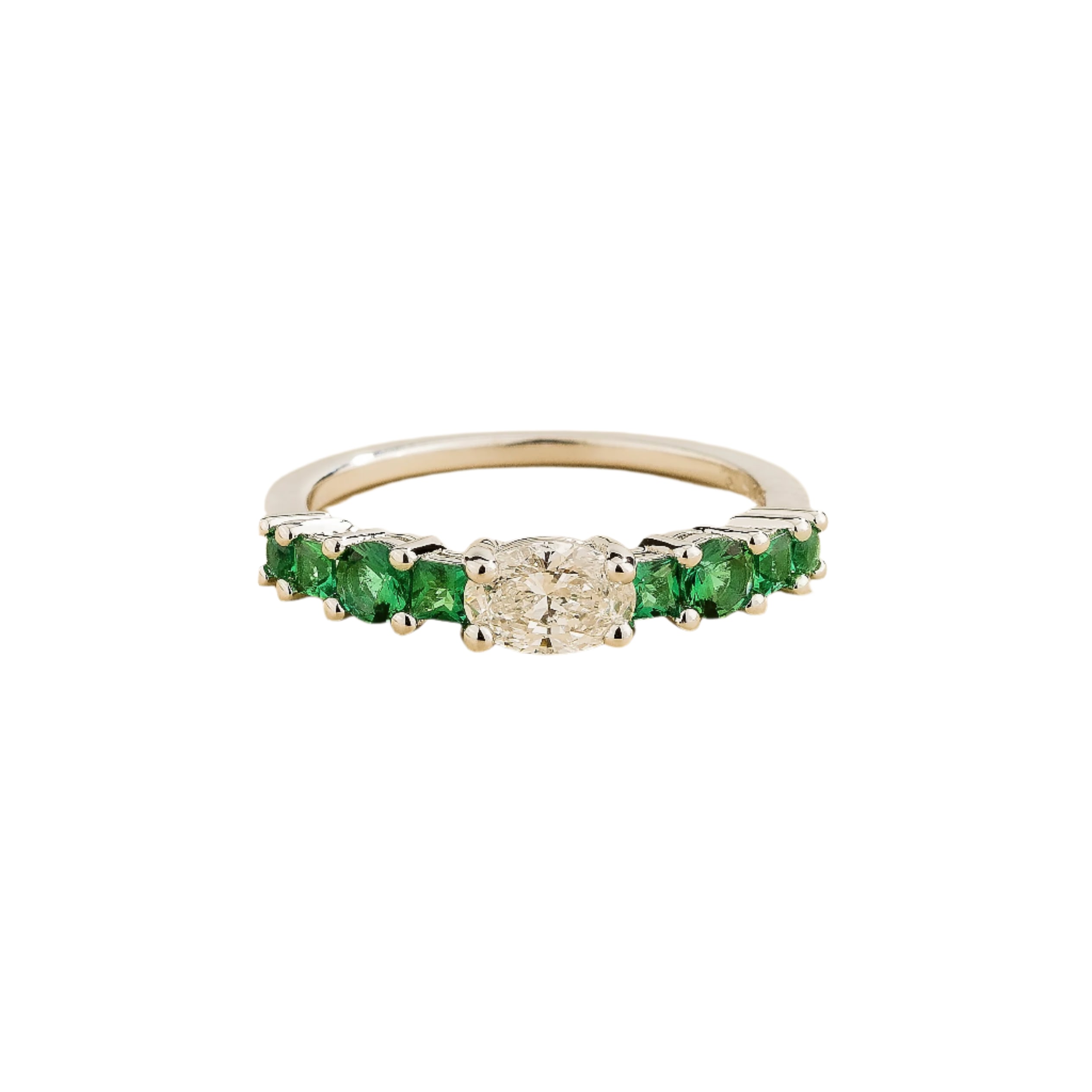 Juvetti Women's Gold / Green / White Petra Gold Ring Set With Diamond & Emerald In Multi