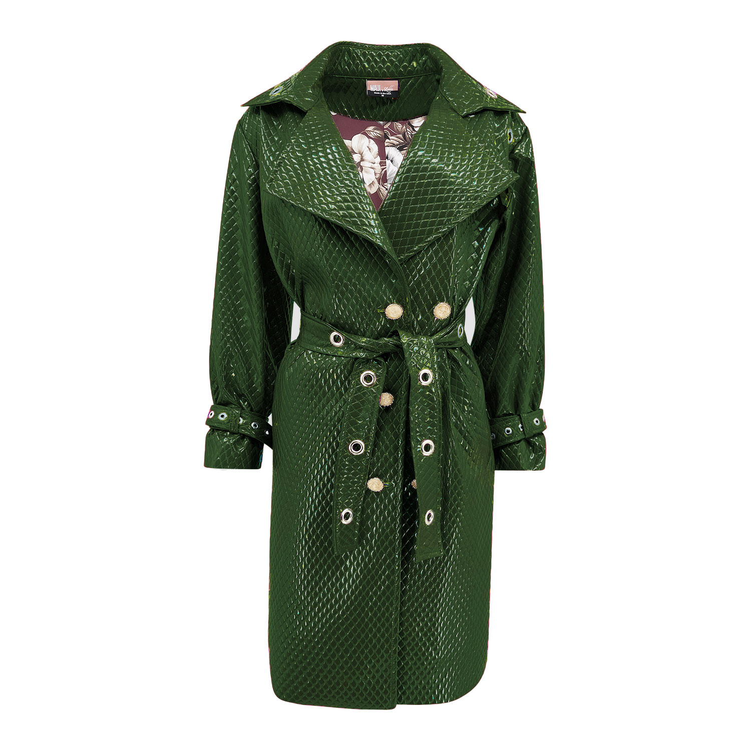 Women’s Trinity Green Trench Coat Medium Maui X Lolita