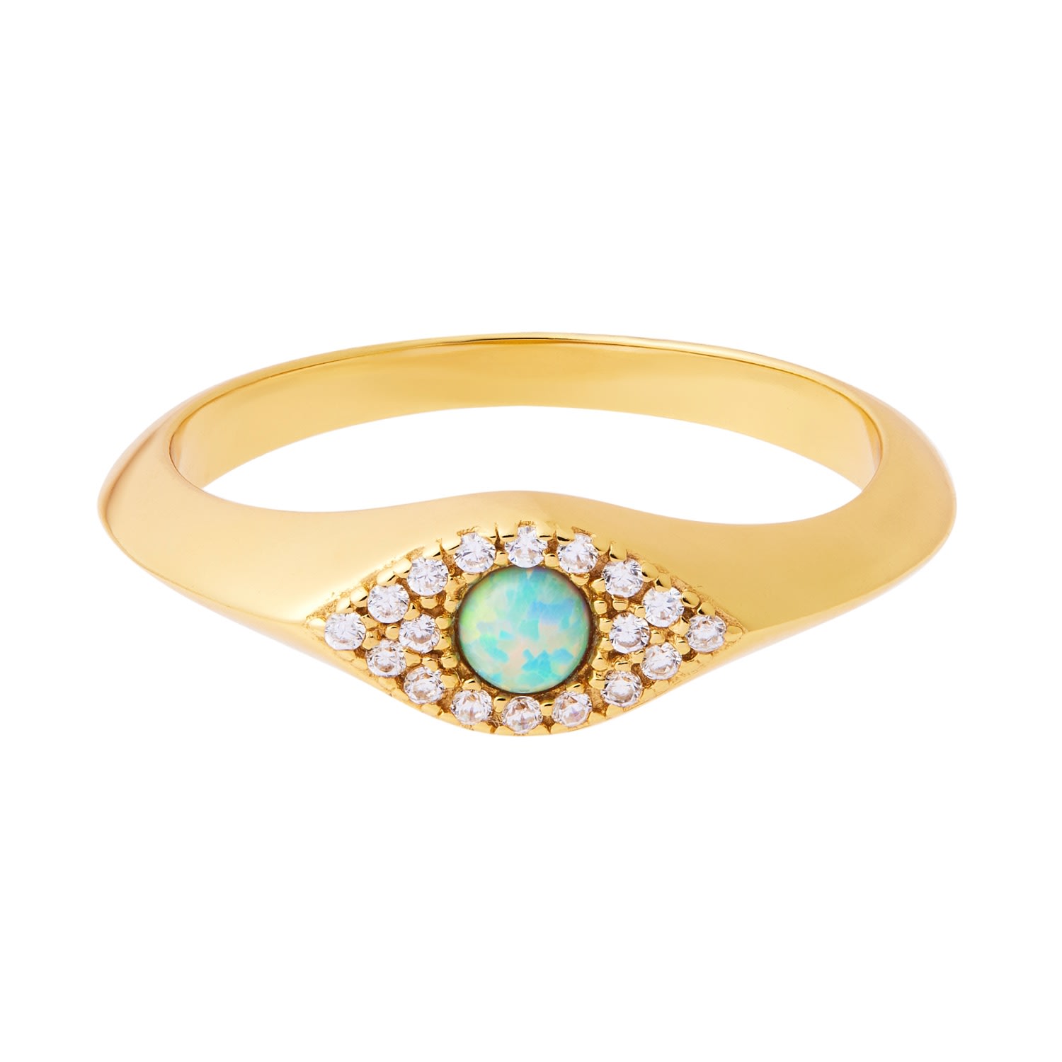 Women’s Green / Gold Opal Evil Eye Signet Ring - Gold Cartilage Cartel