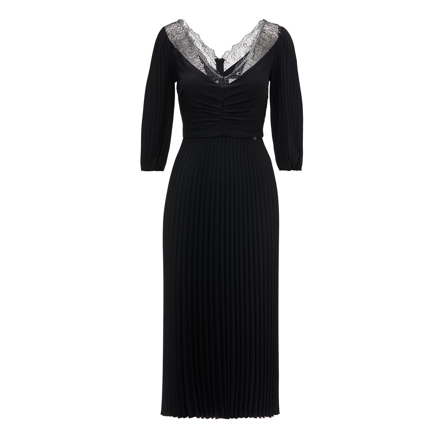 Women’s Pleated Midi Dress Black Xxs Nissa