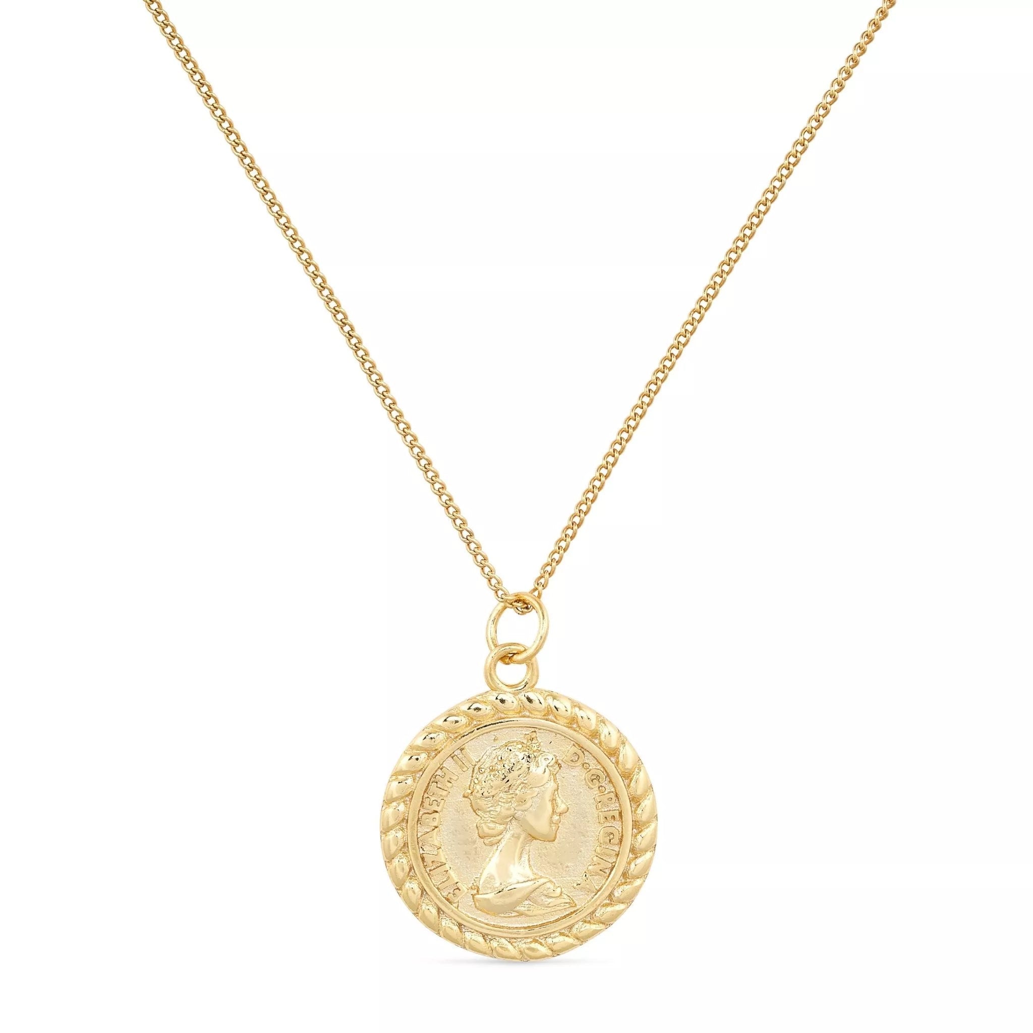 Women’s Chunky Gold Lucky Coin Medallion Necklace Elk & Bloom - Everyday Fine Jewellery