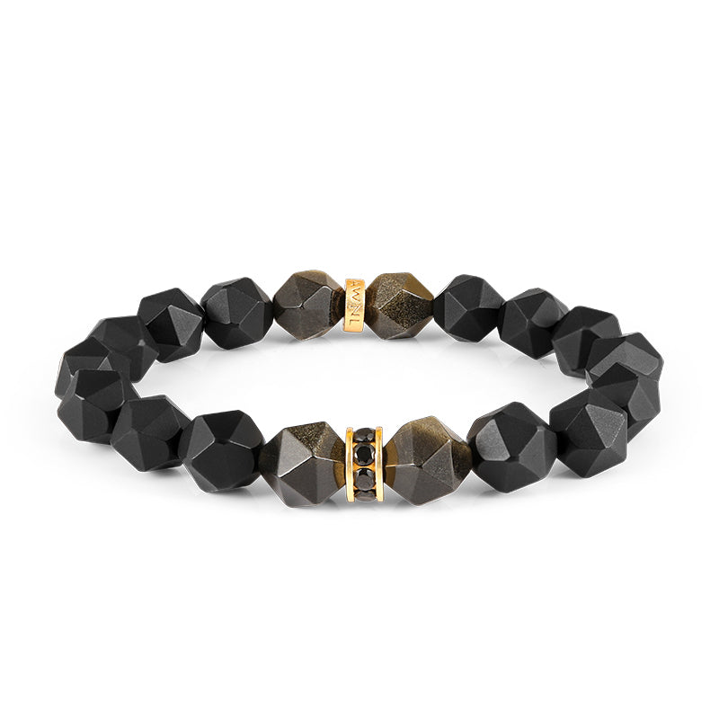 Awnl Men's Black Golden Obsidian & Onyx Mars Bracelet In Black