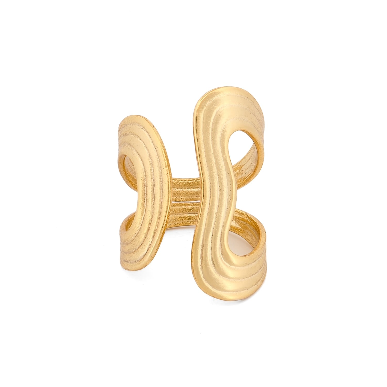 Ebru Jewelry Women's Golden Flow Cuff Adjustable Ring - Gold In Brown