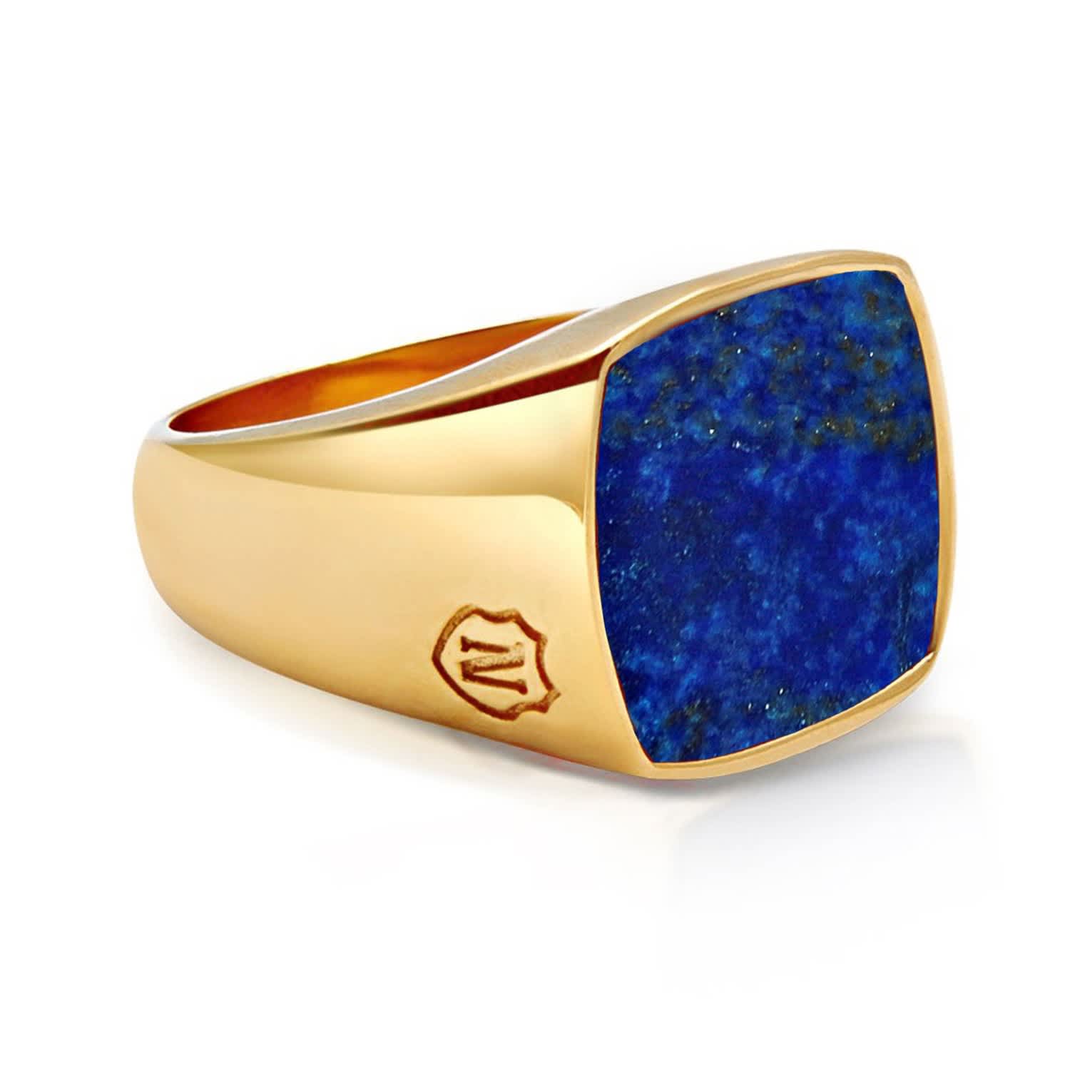 Men's Gold Signet Ring With Blue Lapis | Nialaya | Wolf & Badger