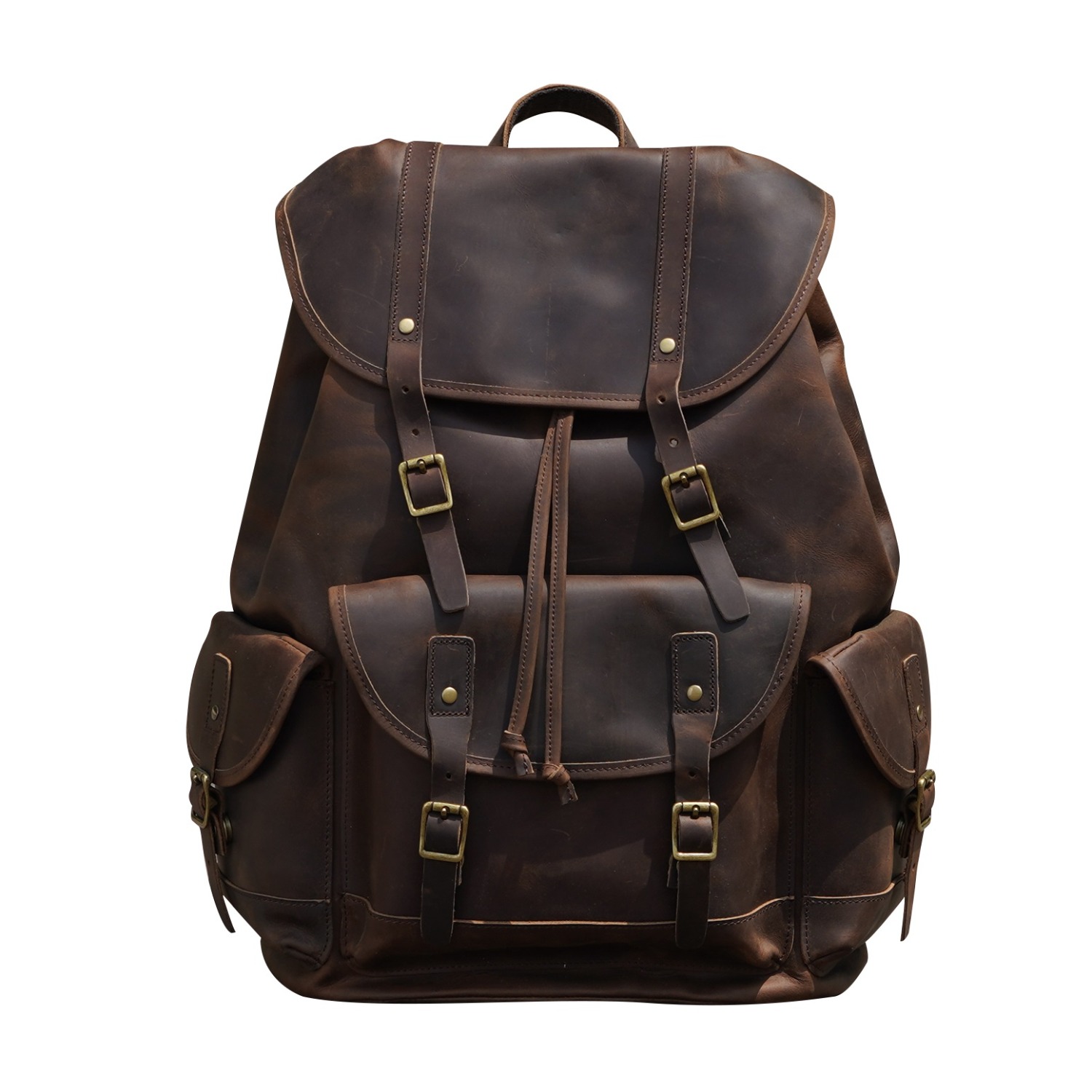 Military Style Leather Backpack, Touri