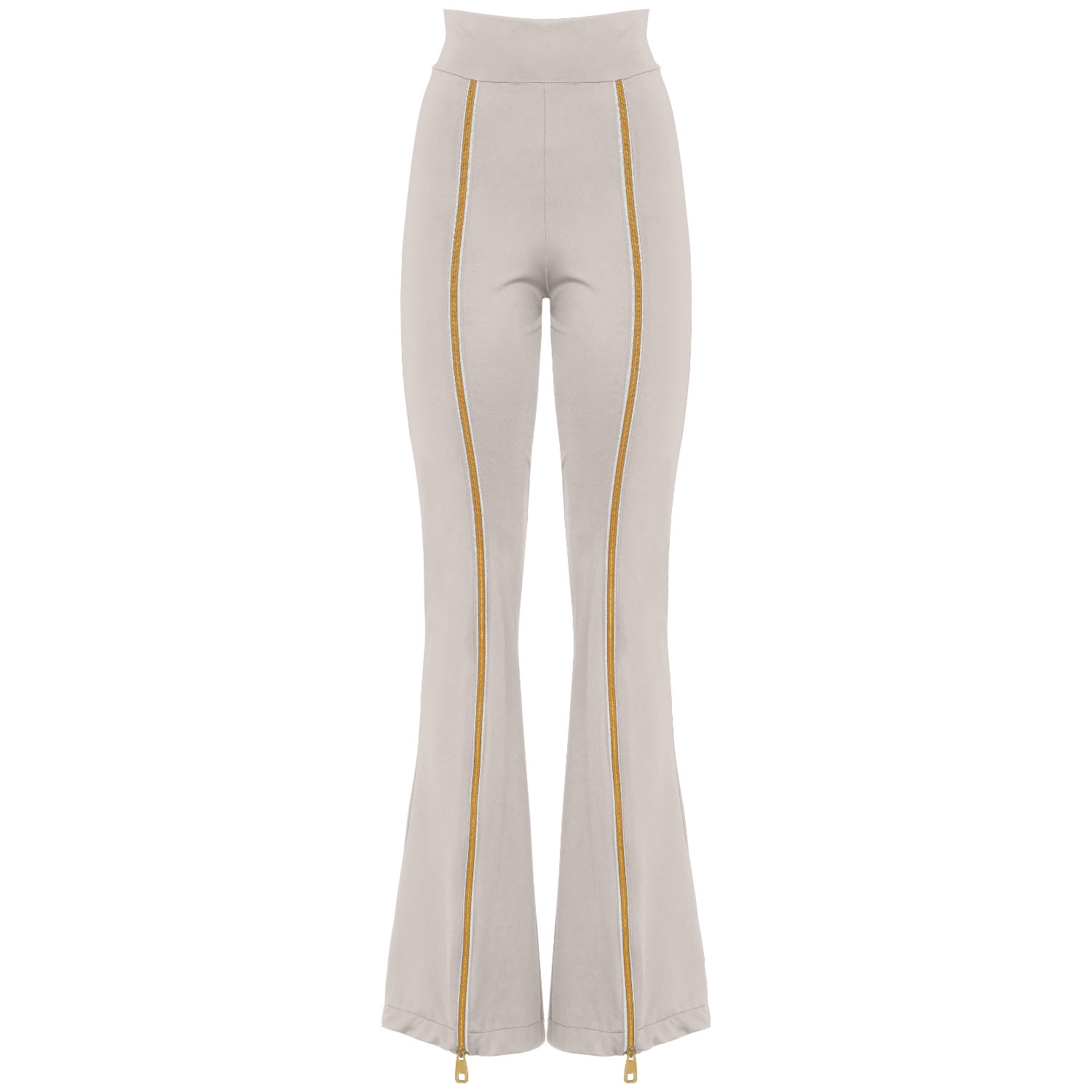 Antoninias Women's Neutrals Zipnisa Elegant High Waisted Pants With Golden Zip In Beige In Beige/yellow