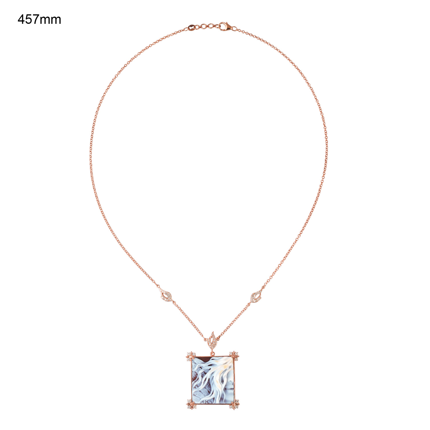 Artisan Women's Carving Shall Cameos Pave Diamond Choker Necklace In Rose Gold