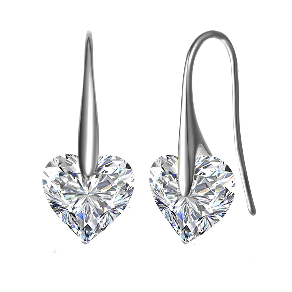 Women’s White / Silver Marguerite Zirconia Coeur Heart Earrings Genevive Jewelry