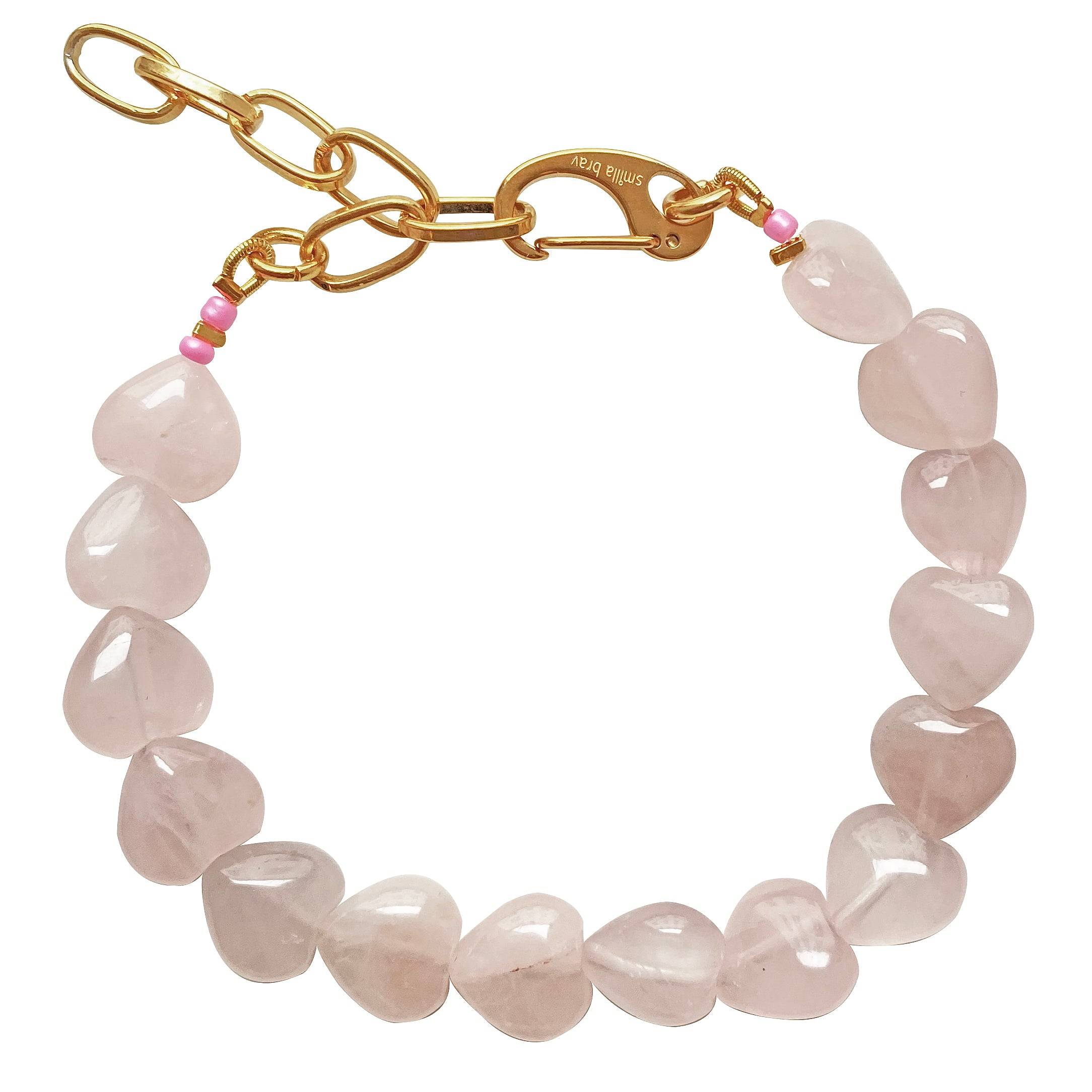 Smilla Brav Women's Pink / Purple Rose Quartz Heart Bracelet