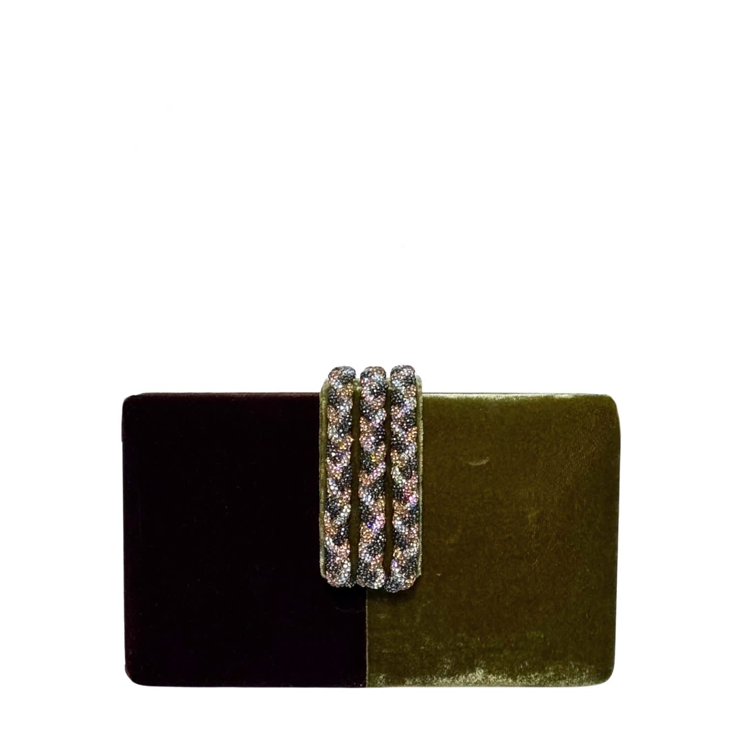 Simitri Women's Mocha Braided Fringe Clutch In Green
