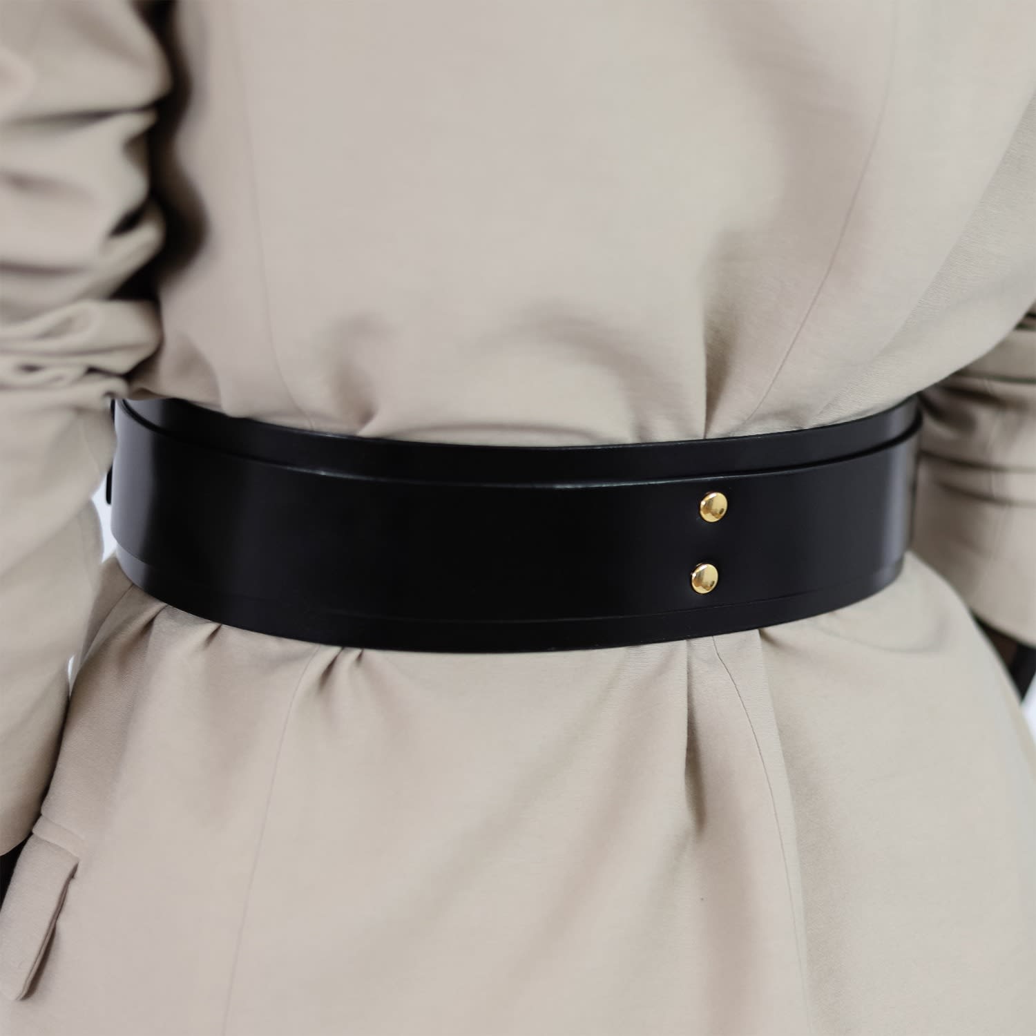 Black Double Buckle Wide Belt | Haute Cuir | Wolf & Badger