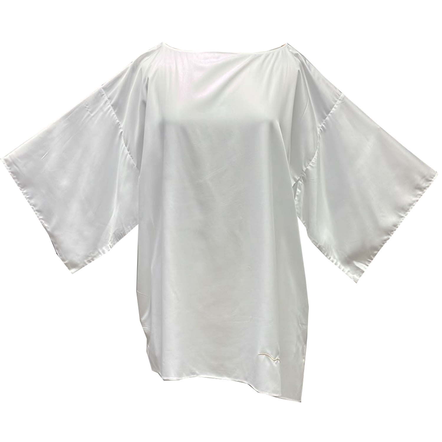 Women’s White Bamboo Silk Kimono Tunic Dress S/M Kokoro Organics