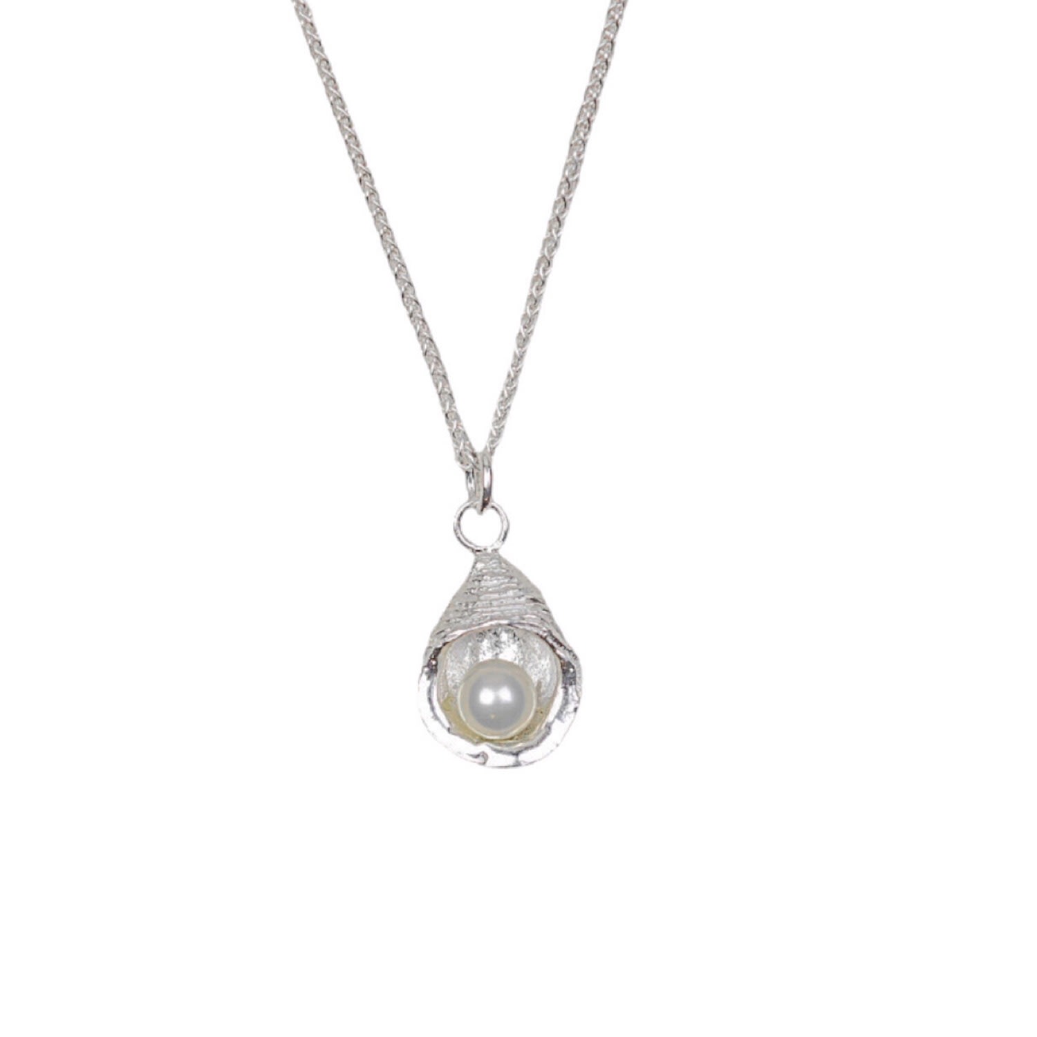 Women’s White / Silver Venus Clam Charm Necklace - Silver, Snow Pearl Wild & Fine Jewellery