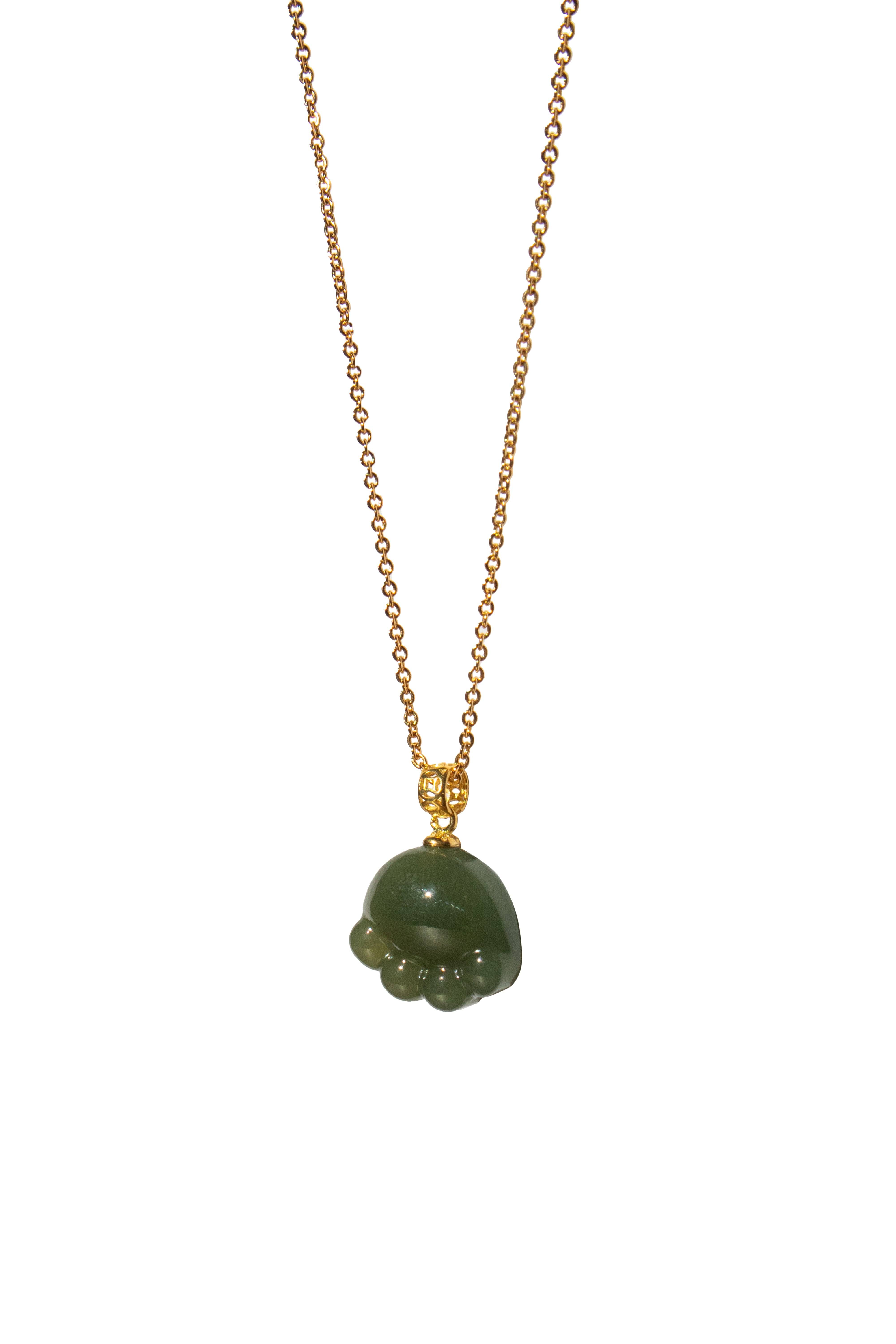 Seree Cat Paw Ii Green Jade Pendant Necklace In Green