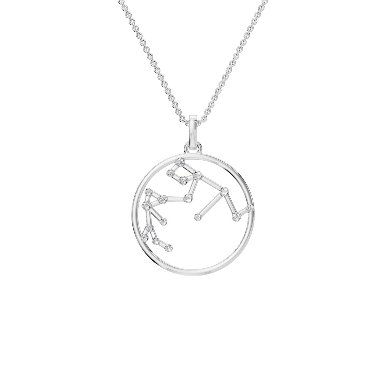 Aya Fine Jewelry Women's White / Yellow / Rose Gold Eighteen Kt Virgo Constellation Diamond Pendant Necklace In Silver