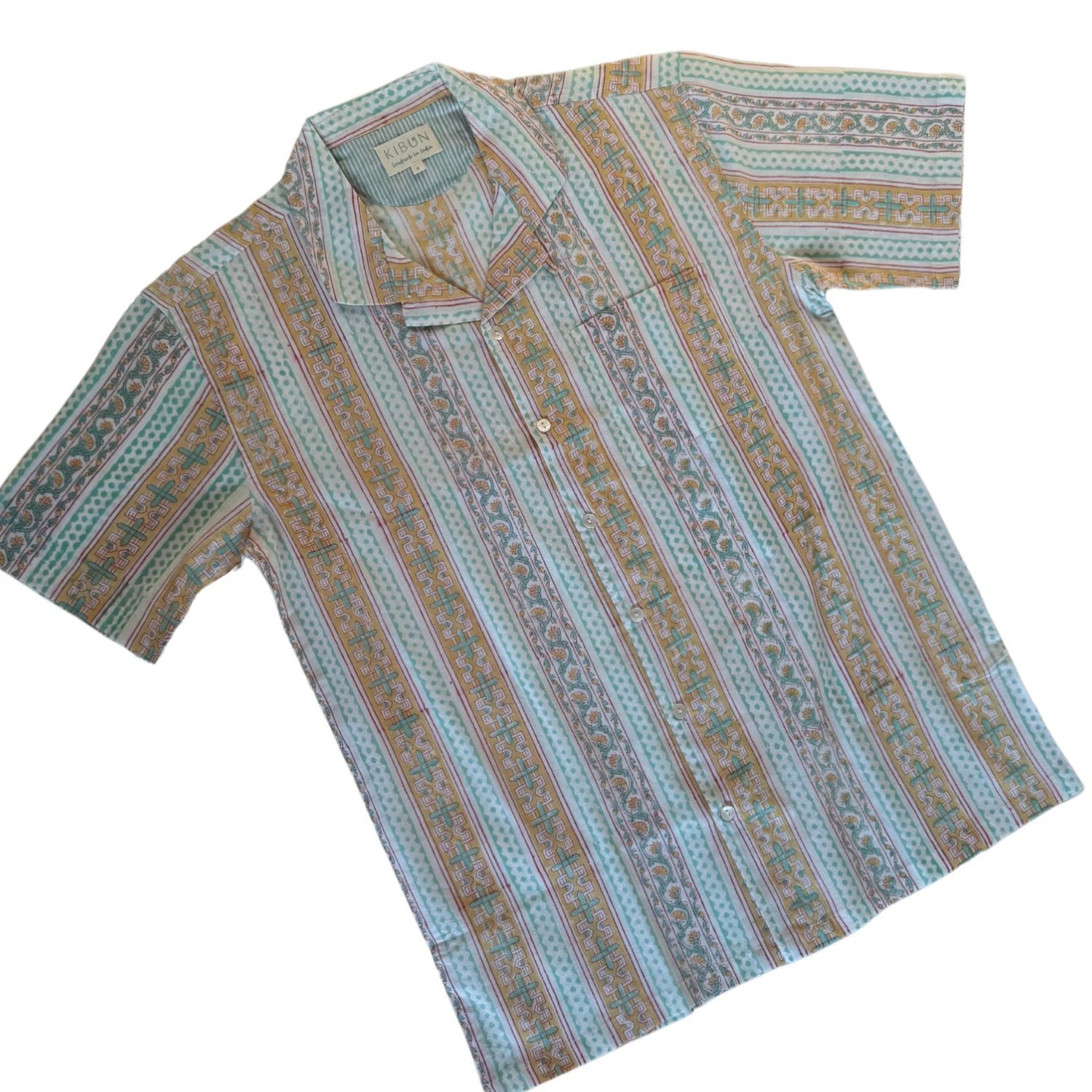 Studio Kibun Men's Jasmine Unisex Handblocked Cotton Shirt