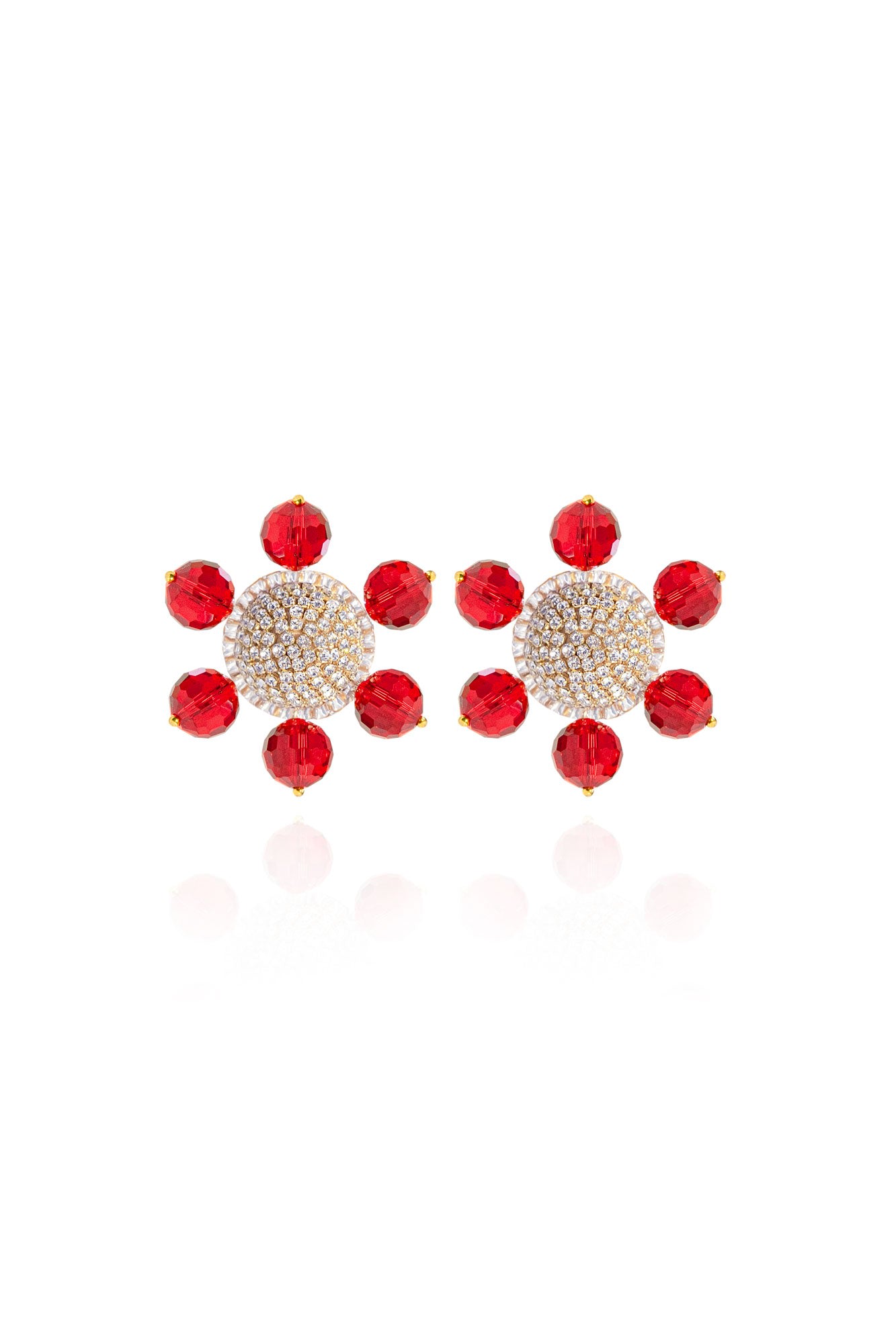 Saule Label Women's Red / Gold Jolie Clip-on Earrings In Amaranth Red In Red/gold