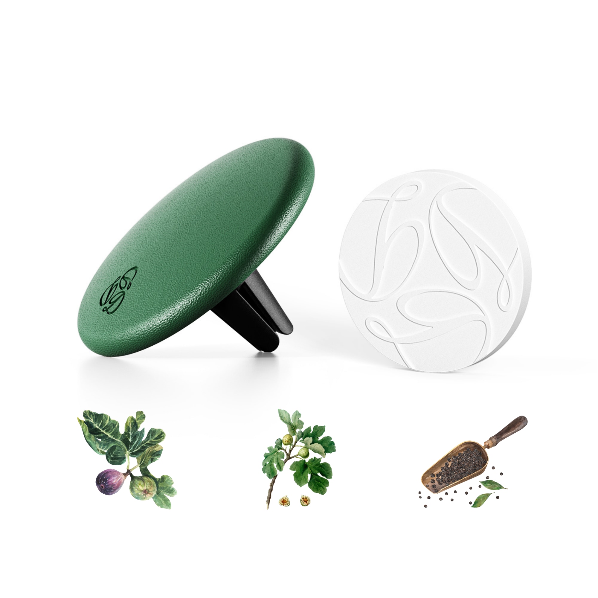Seree Fig Green Lambskin Car Diffuser & Insert In Green
