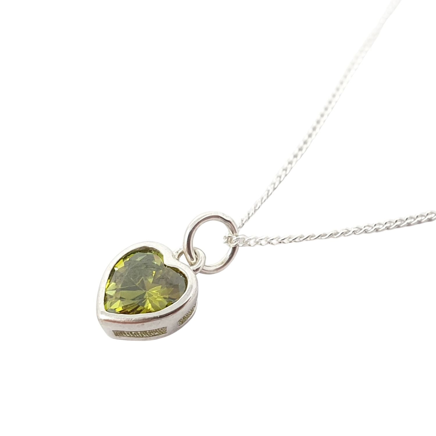 Women’s Silver / Green Mini Heart Silver Peridot August Birthstone Necklace Harfi