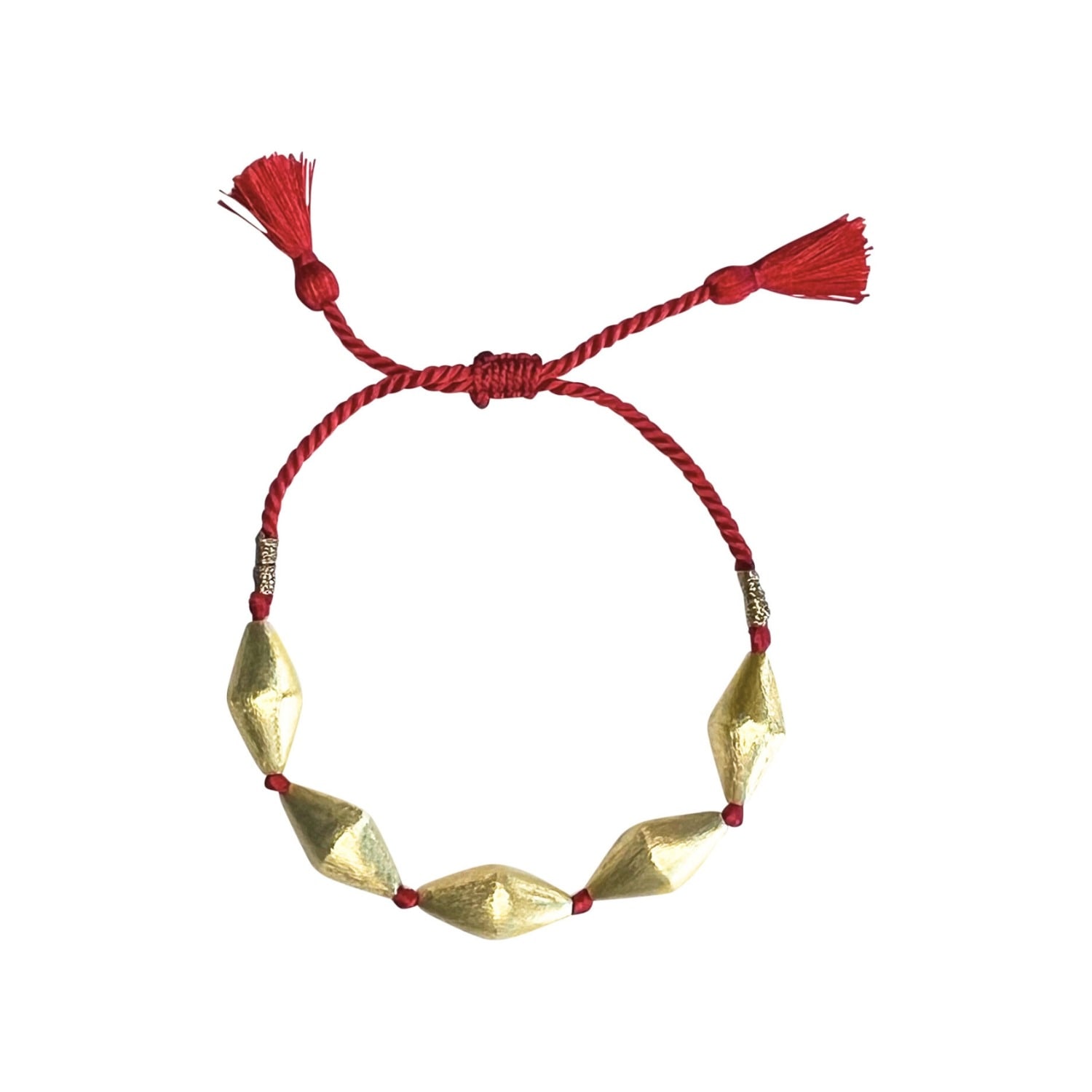 Rize Women's Gold / Red Dholki Bracelet - Gold Plated & Red Cord In Multi