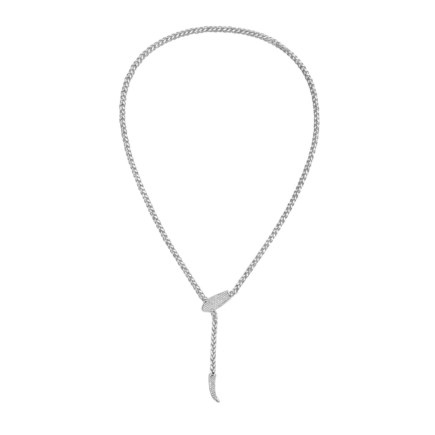Artisan Women's Serpent Choker Necklace In White Gold With Pave Diamond Accents In White