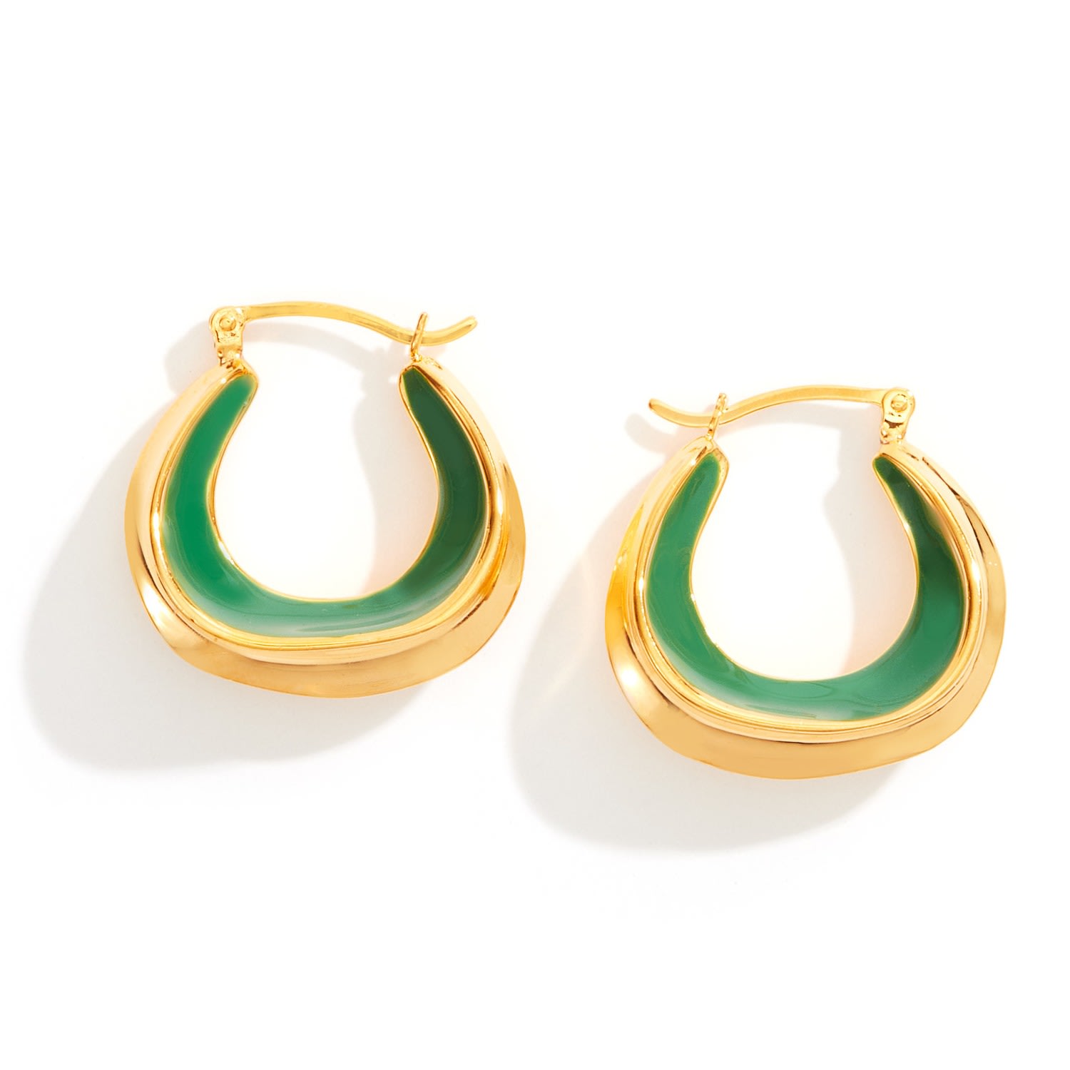 Women’s Green Enamel Sculpture Hoops Lovard