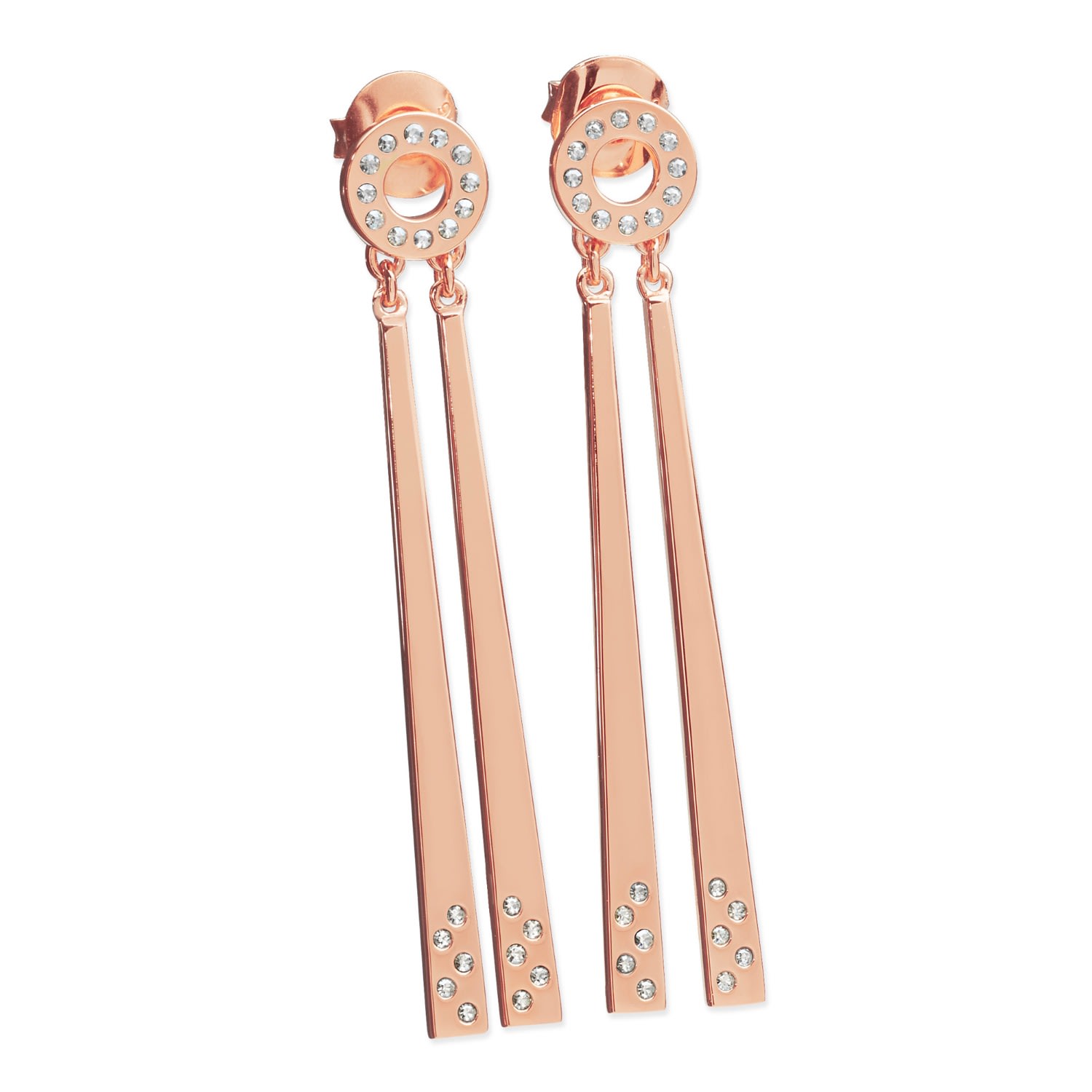 Lucy Quartermaine Women's Art Deco Two Linea Drop Earrings In Rose Gold Vermeil In Gold
