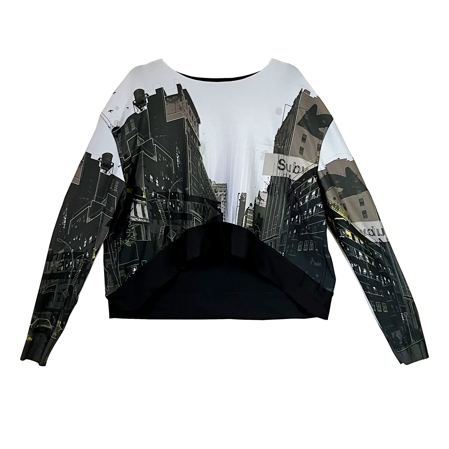 Astouri Women's Black / Grey Reversible Nyc Hi Lo Sweatshirt Top In Multi