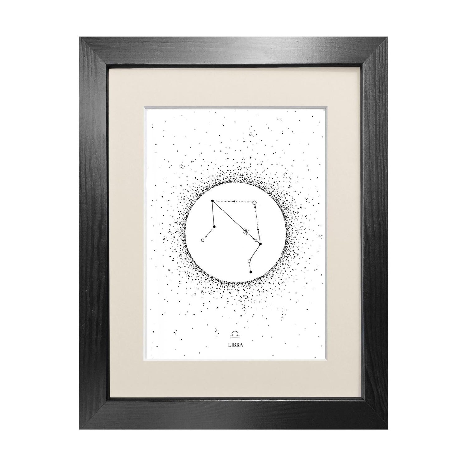 Black ’Libra Star Sign’ - Fine Art Print A3 Emily Carter