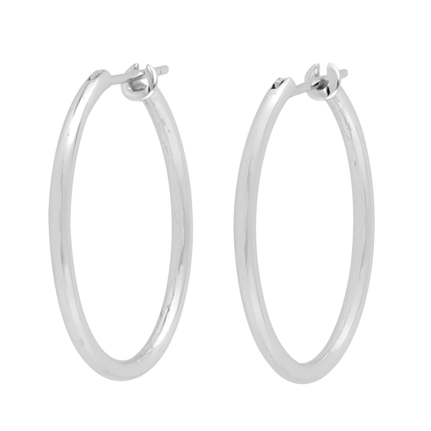 Artisan Women's 18k White Gold Long Hoop Earrings In Metallic