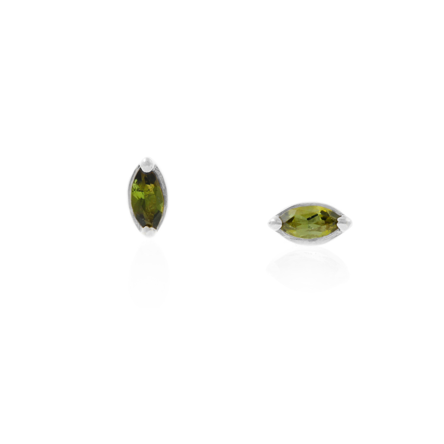 Women’s Green Tourmaline Leaf Stud Earrings - Silver Lee Renee