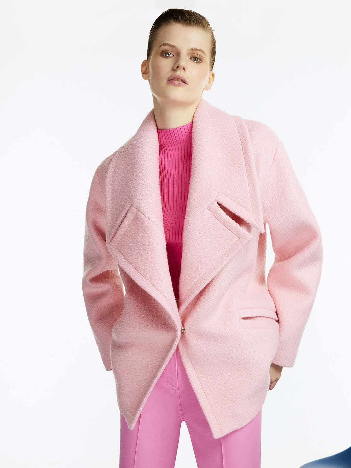 海外お取寄せ商 umm.claïr big collar over coat dull pink