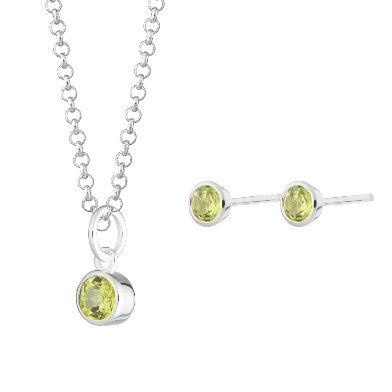 Women’s Silver / Green August Birthstone Jewellery Set - Peridot Lily Charmed