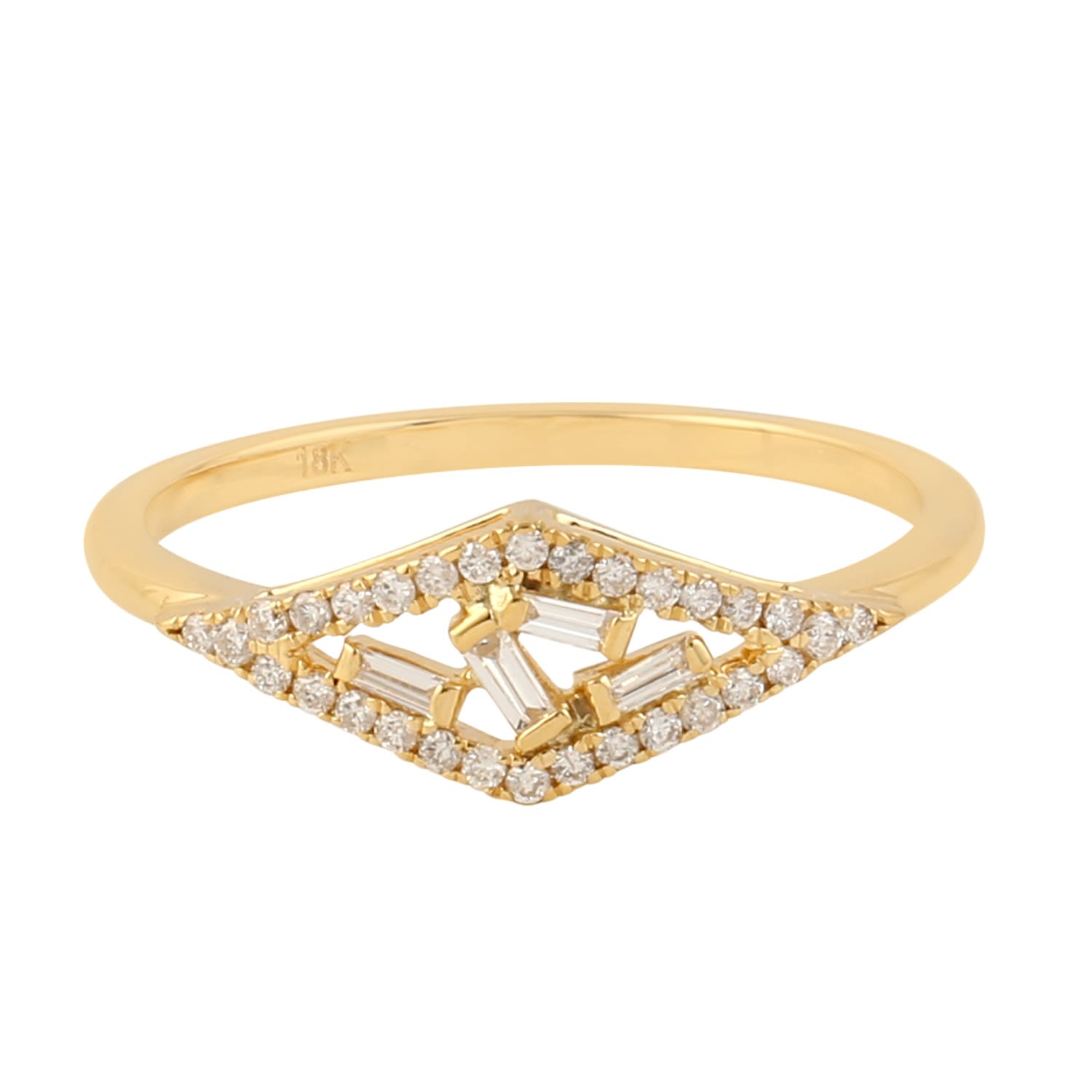 Women’s Gold / White Yellow Gold Baguette Diamond Marquise Shape Ring Handmade Jewelry Artisan