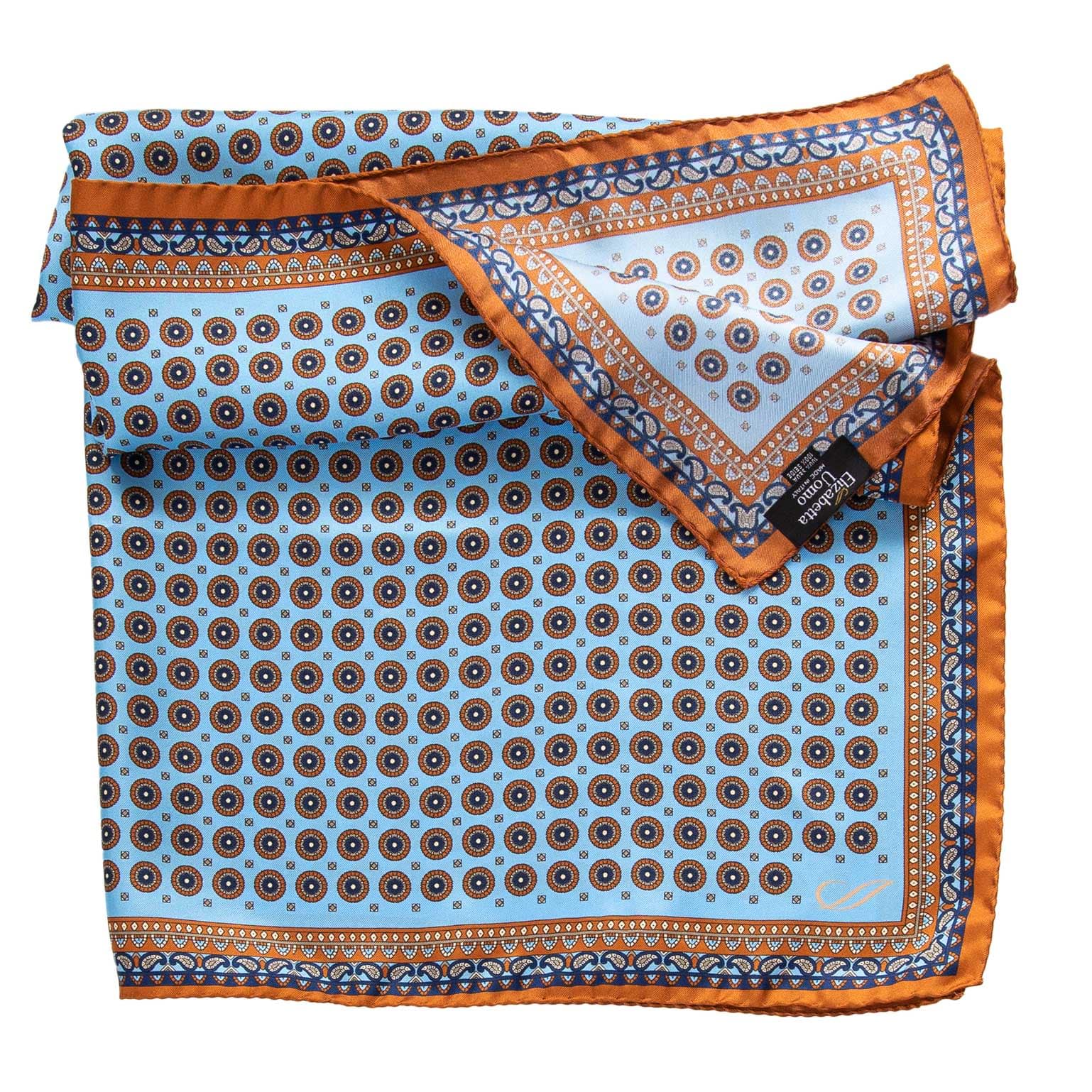 Italian Blue Silk Bandana Neckerchief Scarf - Elizabetta