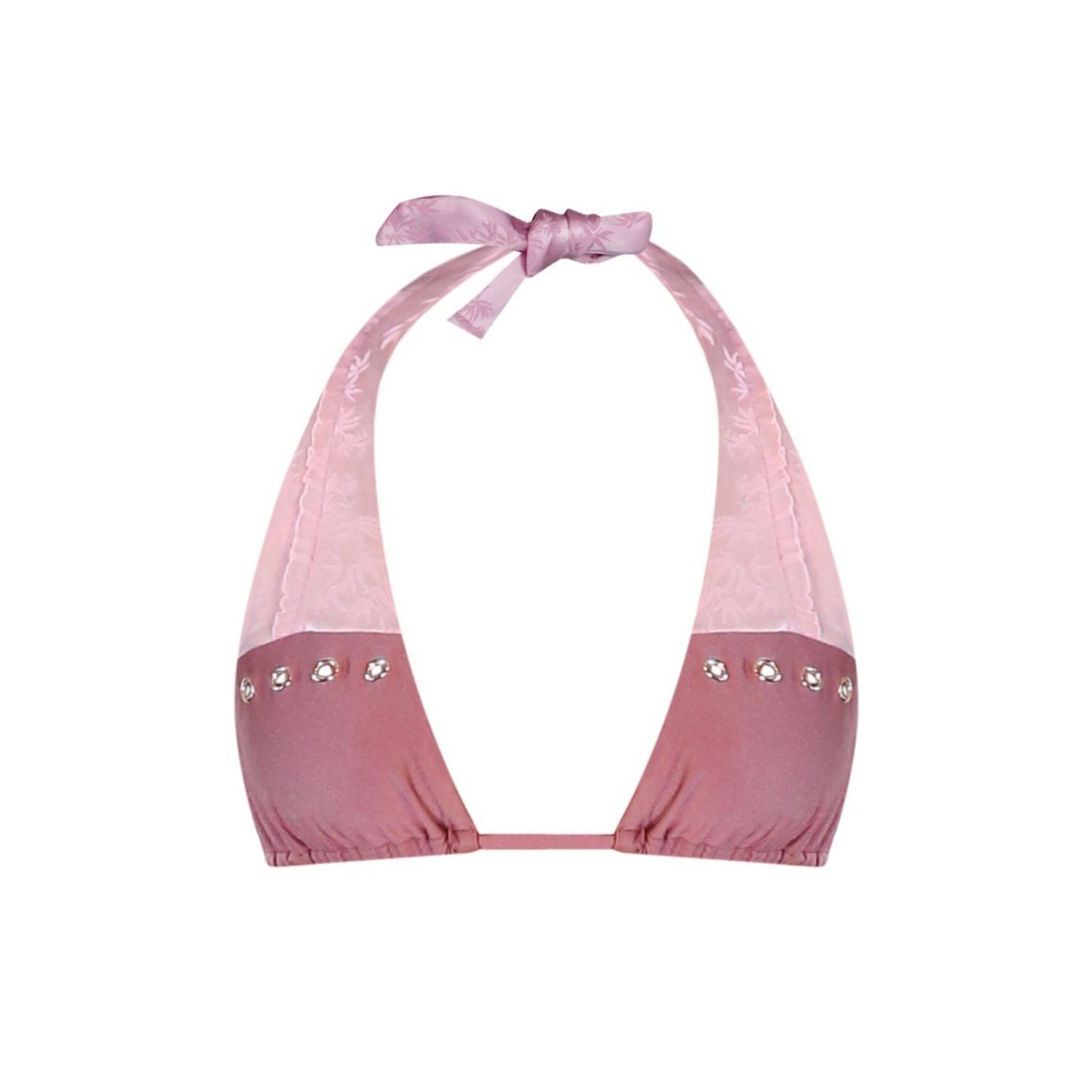 Belletage Swimwear Women's Neutrals / Pink The Aurora Ruffle Grommet Bikini Top In Pink