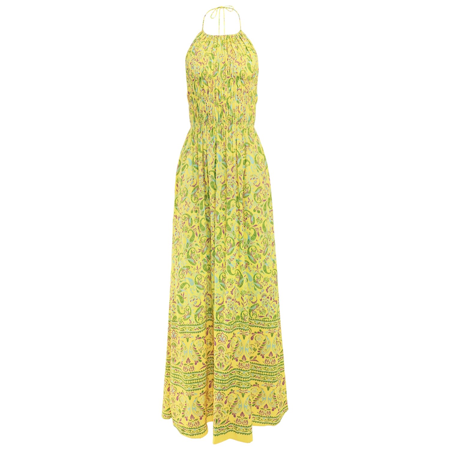 Women's Green Mahrosh Maxi Dress Kashvi Lime Light | Medium | Morrato Bali